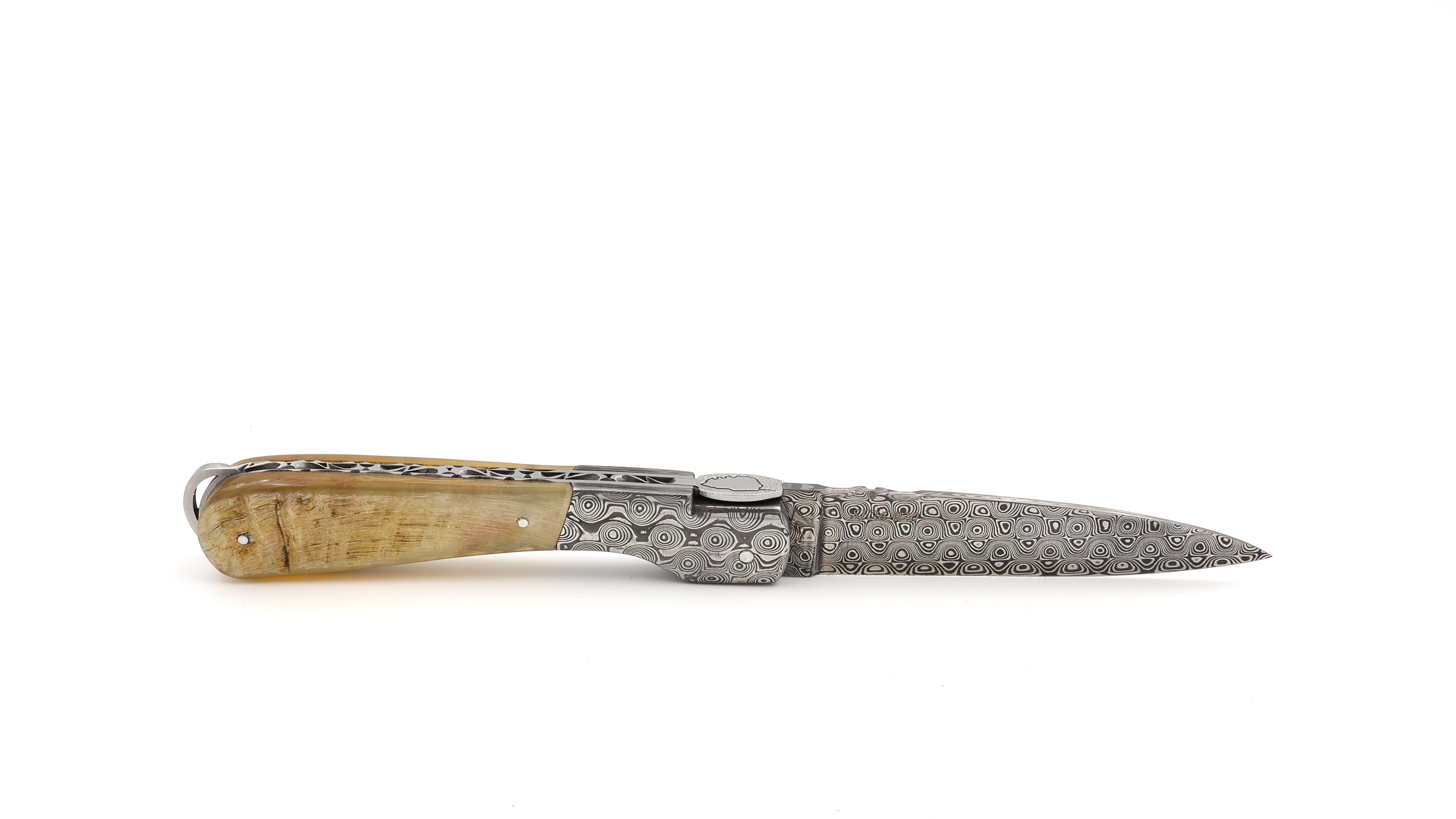 Fontenille Pataud SPERONE guillochiert Damast Widderhorn Damastbacken 12 cm