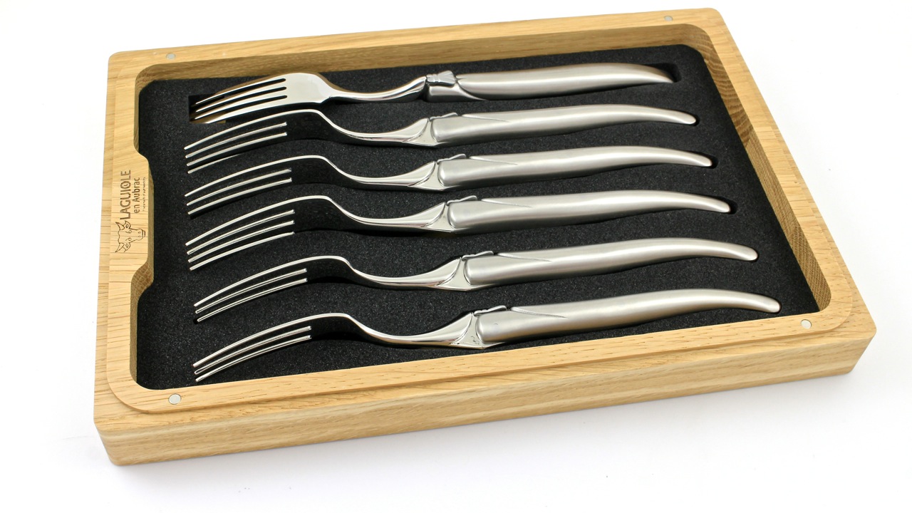 Laguiole en Aubrac Edelstahl matt Laguiole Steakgabel Set 6-teilig