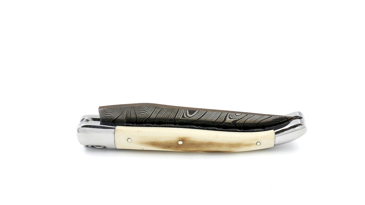 403C5673-74CE-4DE7-A360-FBE6901E9AF3_1_105_c Laguiole en Aubrac twisted Damascus mammoth ivory crust doubleplates spiral spring 12 cm