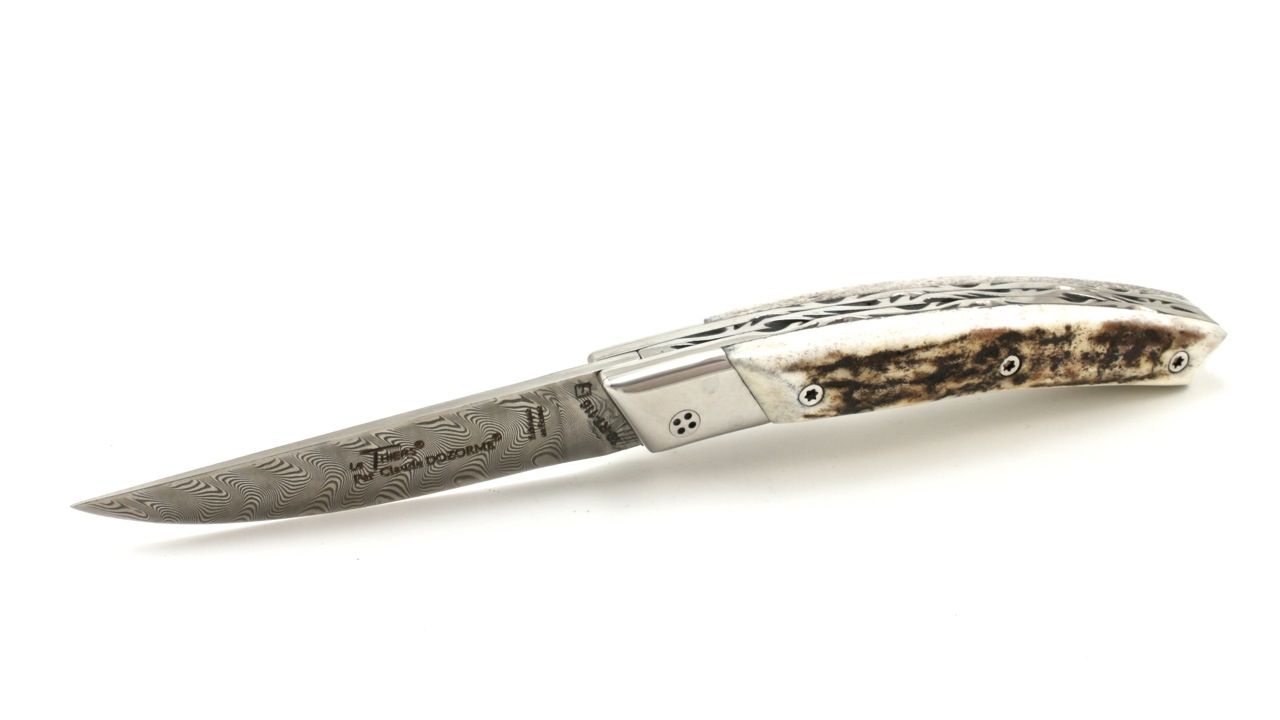 RLT-Hirsch-DA-5 Claude DOZORME Thiers RLT Hirschhorn Damastklinge rostfrei