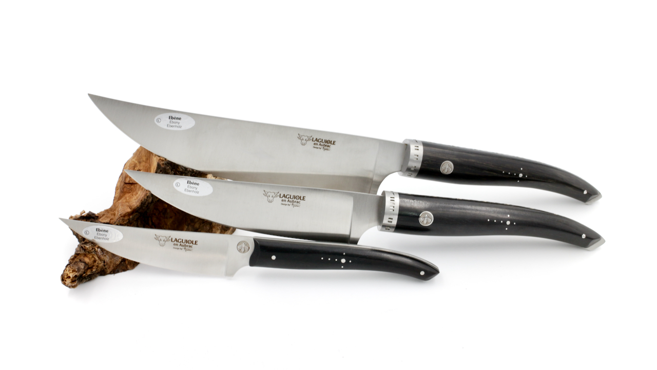 Laguiole en Aubrac Gourmet Kochmesser Set 3-teilig Ebenholz