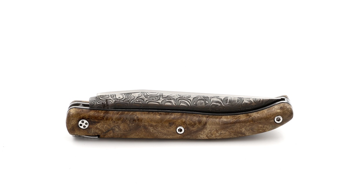 Claude DOZORME Laguiole Messer LUX Ahorn Wurzelholz 12 cm DSC® Rosendamast