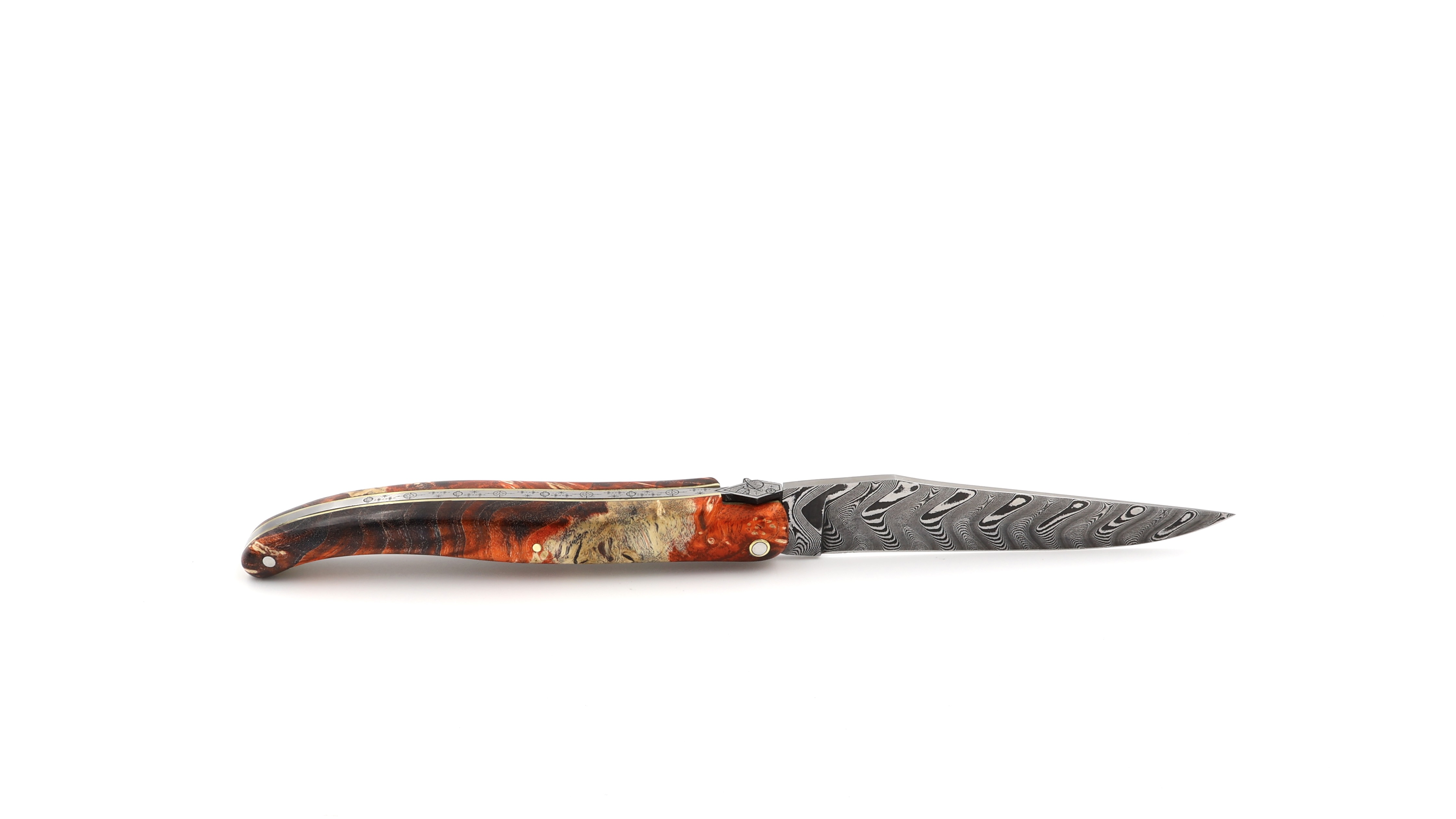 Laguiole en Aubrac Laguiole elder burl DSC® Carbondamascus with Space bee 12 cm
