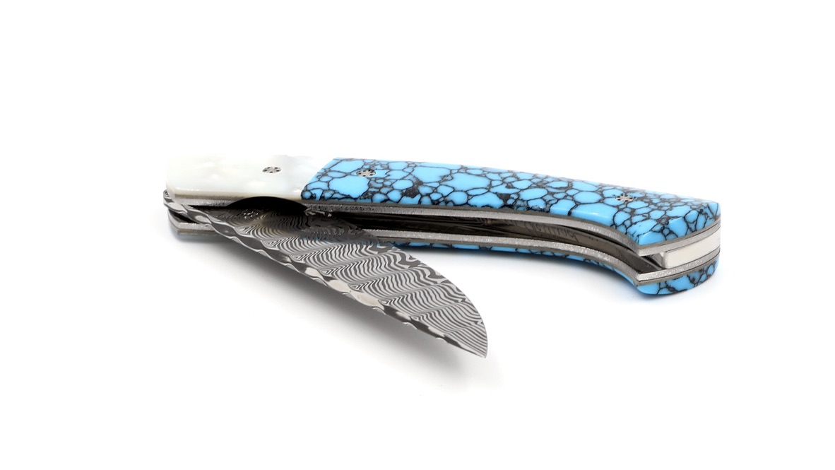 MANU LAPLACE 1515  Esprit Amèrindiens mother of pearl & turquis damasus