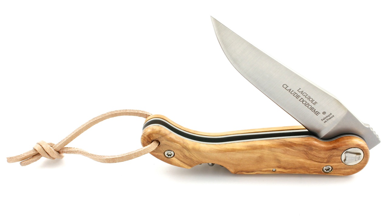 Dozorme-Baroudeur-Olive-Kork-4 Claude DOZORME Laguiole BAROUDEUR olive wood with corkscrew