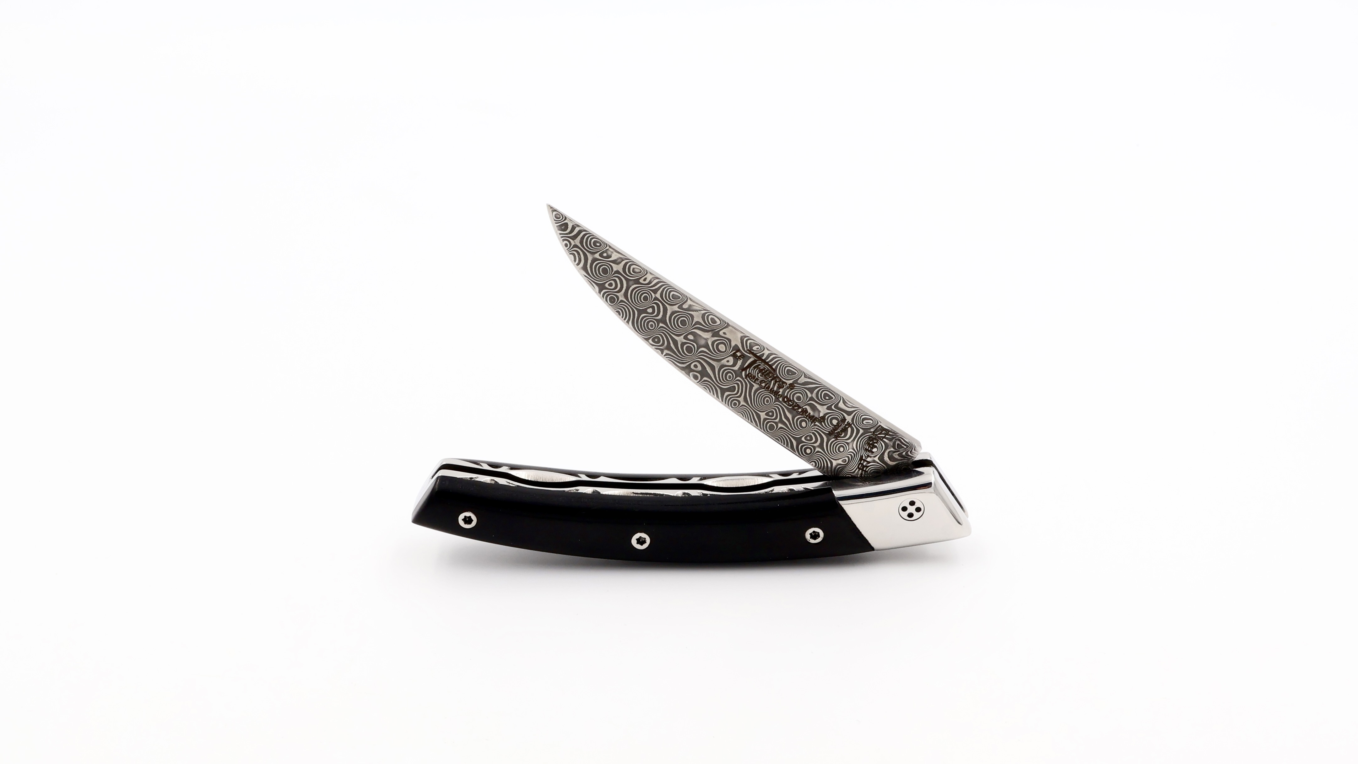 Claud DOZORME Thiersknife RLT ebony stainless damascus blade Claud DOZORME Thiersknife RLT ebony stainless damascus blade
