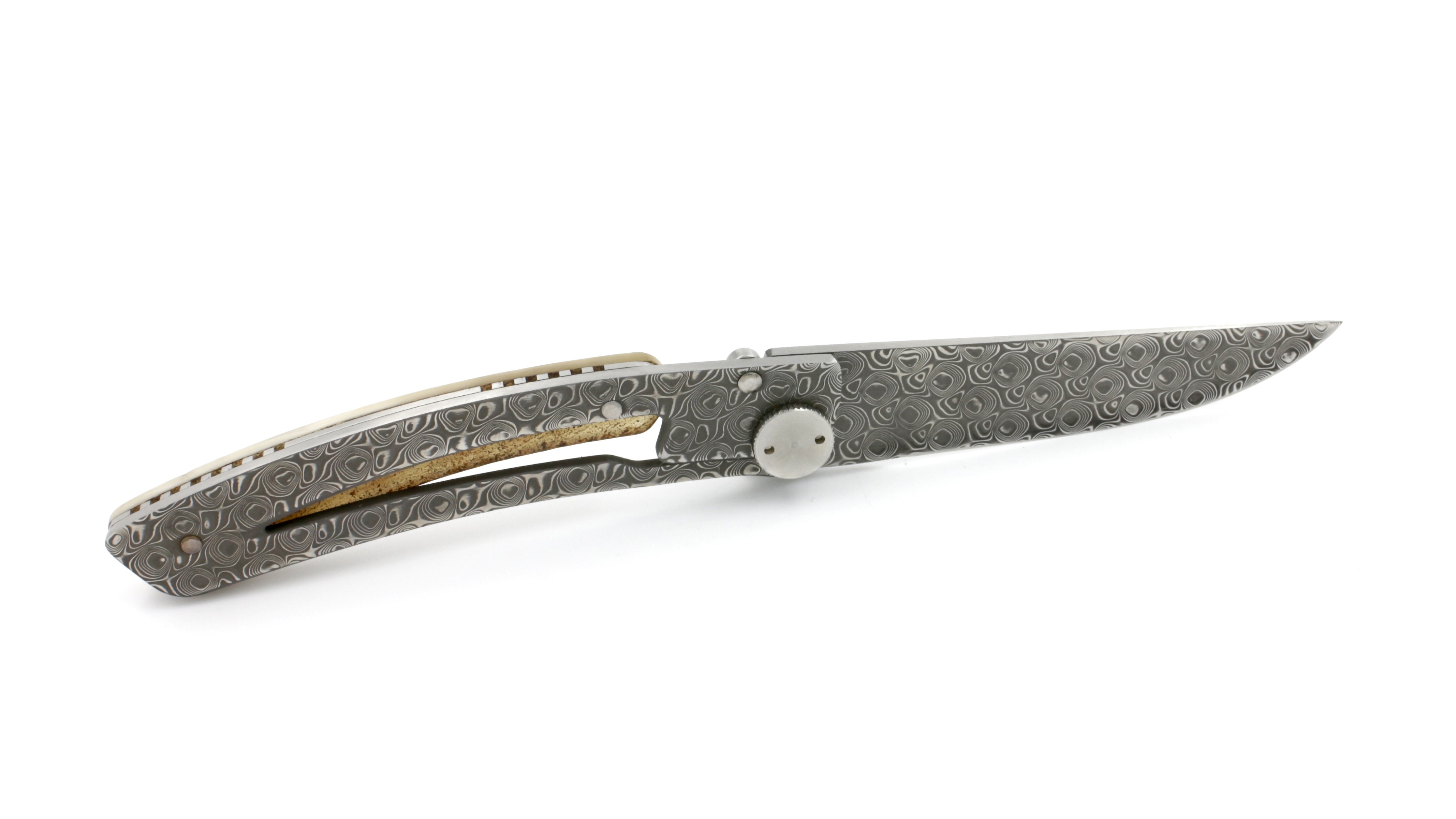 Claude DOZORME Thiers Liner ram horn dark damascus blade