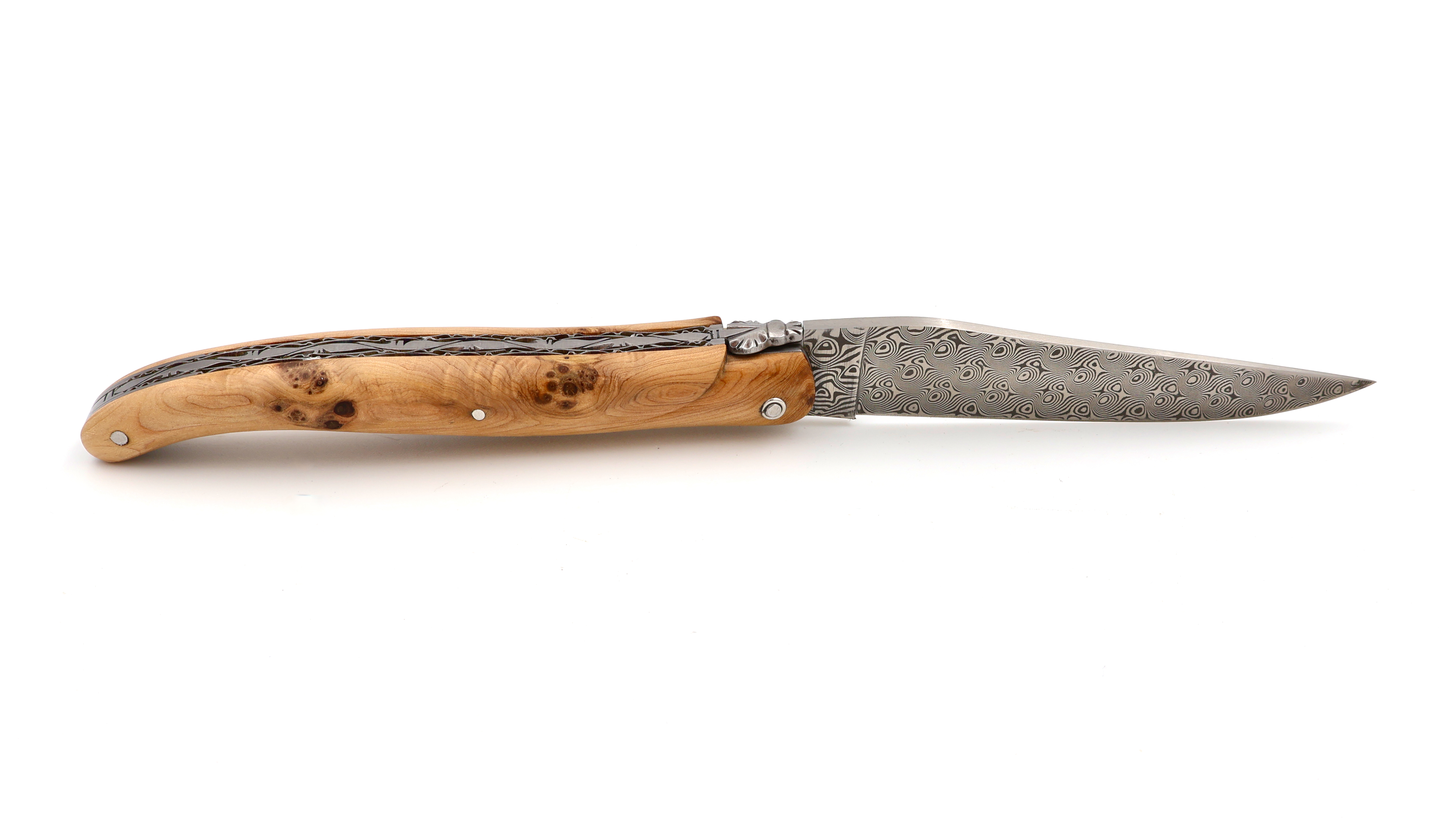 Laguiole en Aubrac DSC®  damascus,  juniper full handle with double plates 12 cm