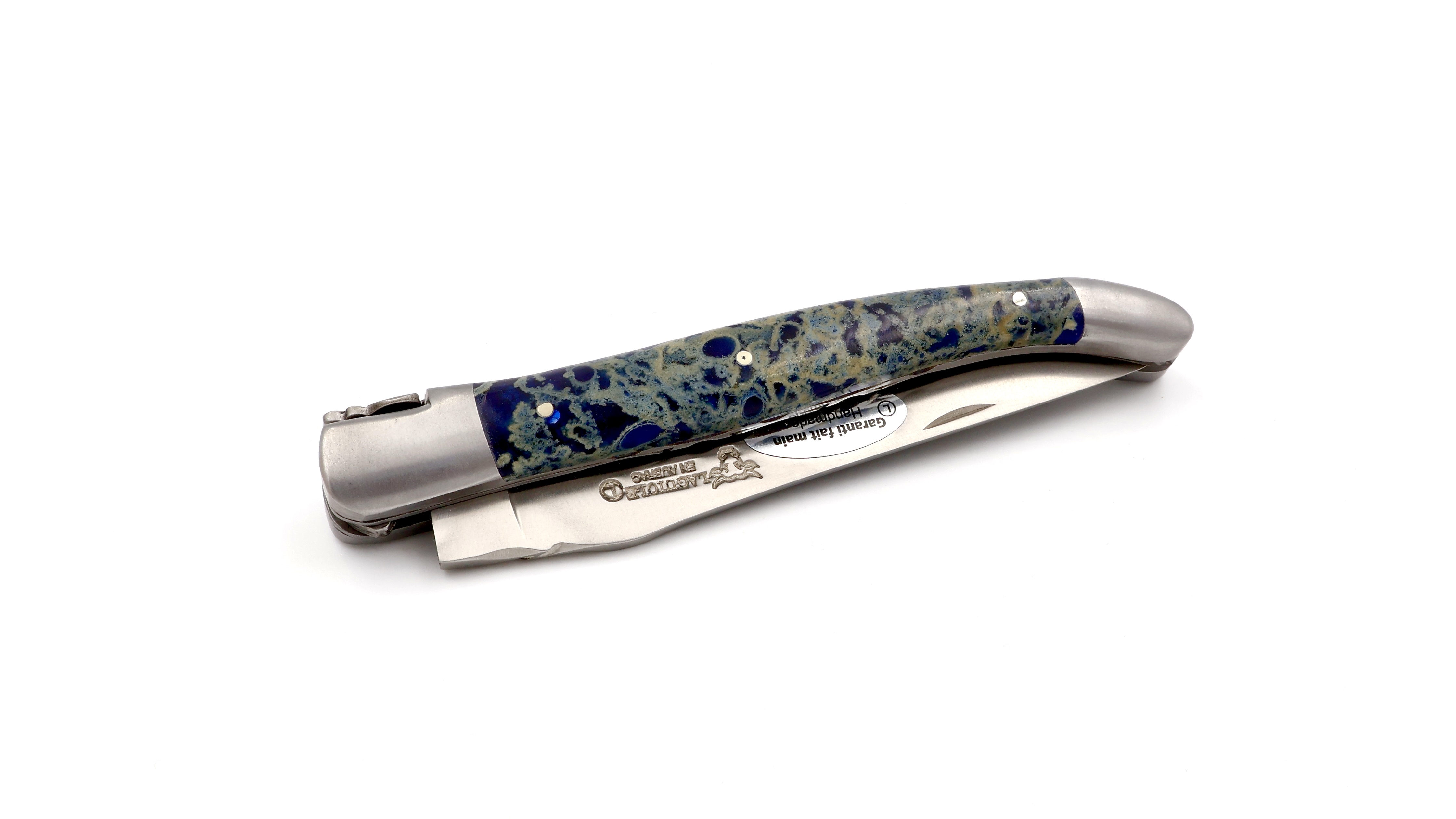 Laguiole en Aubrac blauer Lavastein Doppelplatine 12 cm
