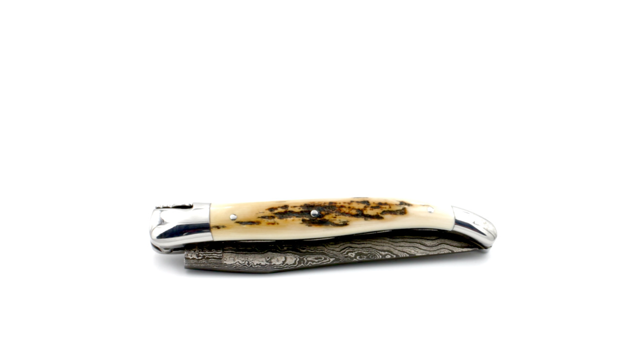 IMG_3098 Laguiole en Aubrac Damast Mammutelfenbein Kruste Doppelplatinen 12 cm