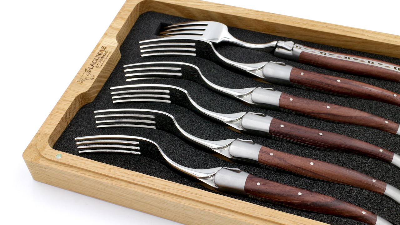 Laguiole en Aubrac Palisander Laguiole Steakgabel Set