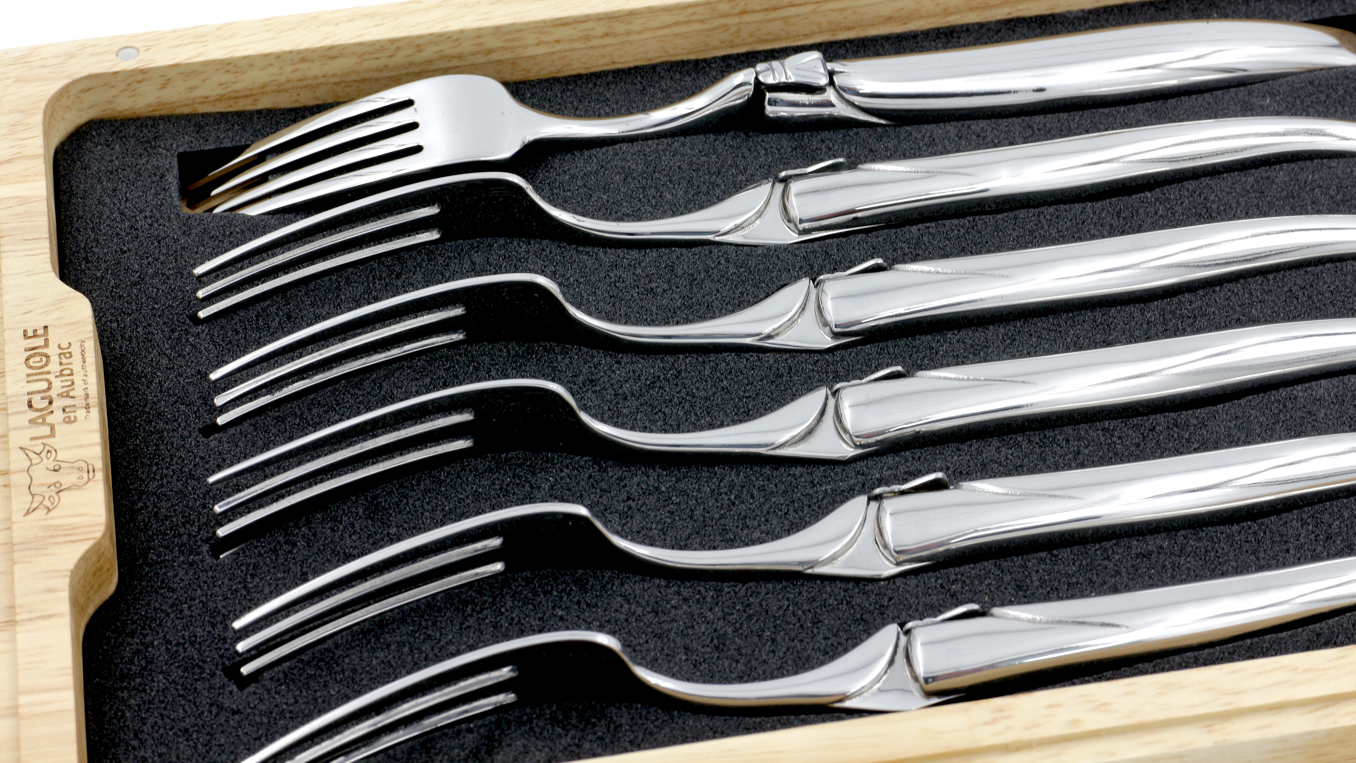 Laguiole en Aubrac stainless steel Steakfork Set of 6 shiny