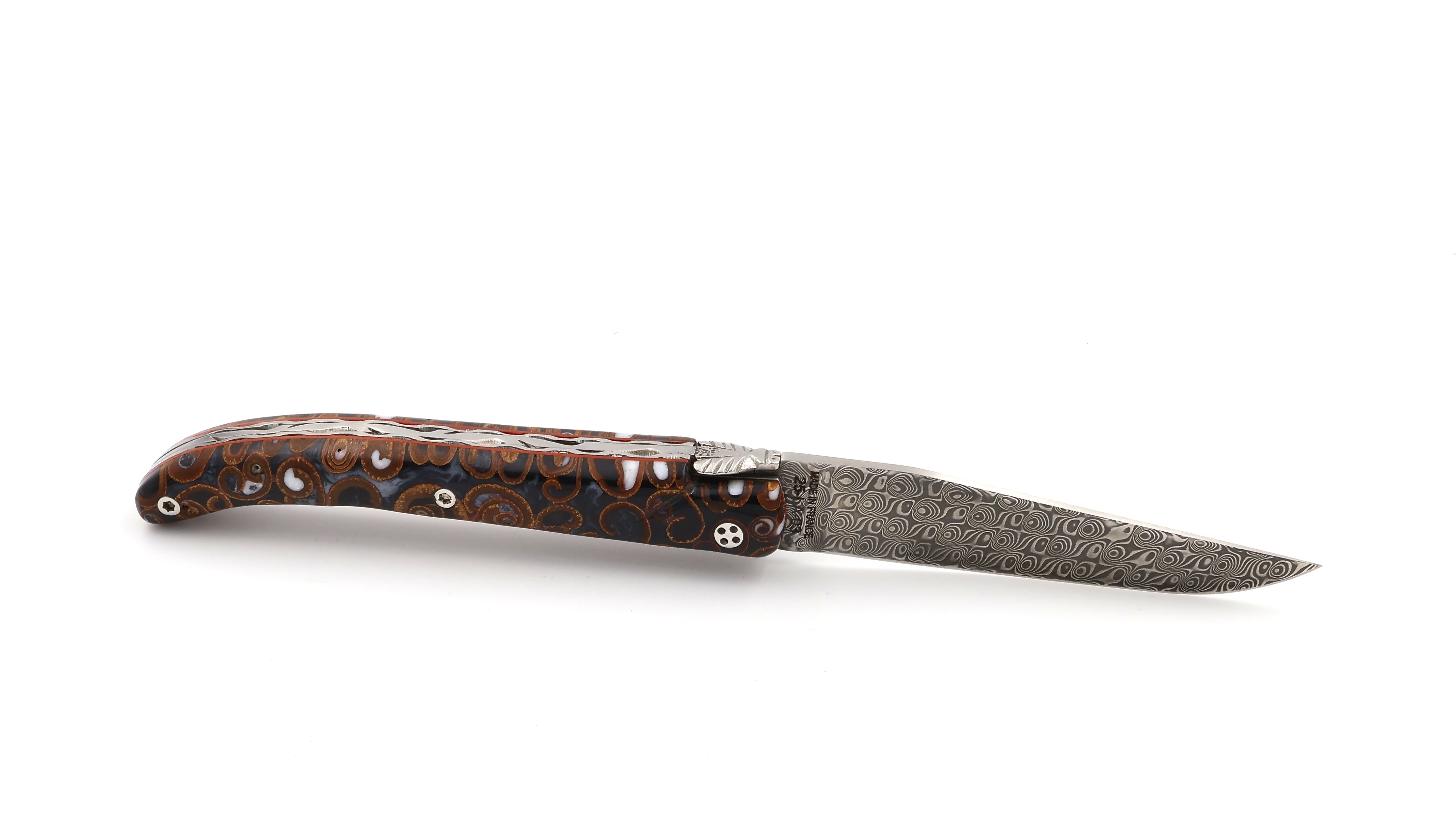 Claude DOZORME Laguiole Canella brown 12 cm damascus Claude DOZORME Laguiole Canella brown 12 cm damascus