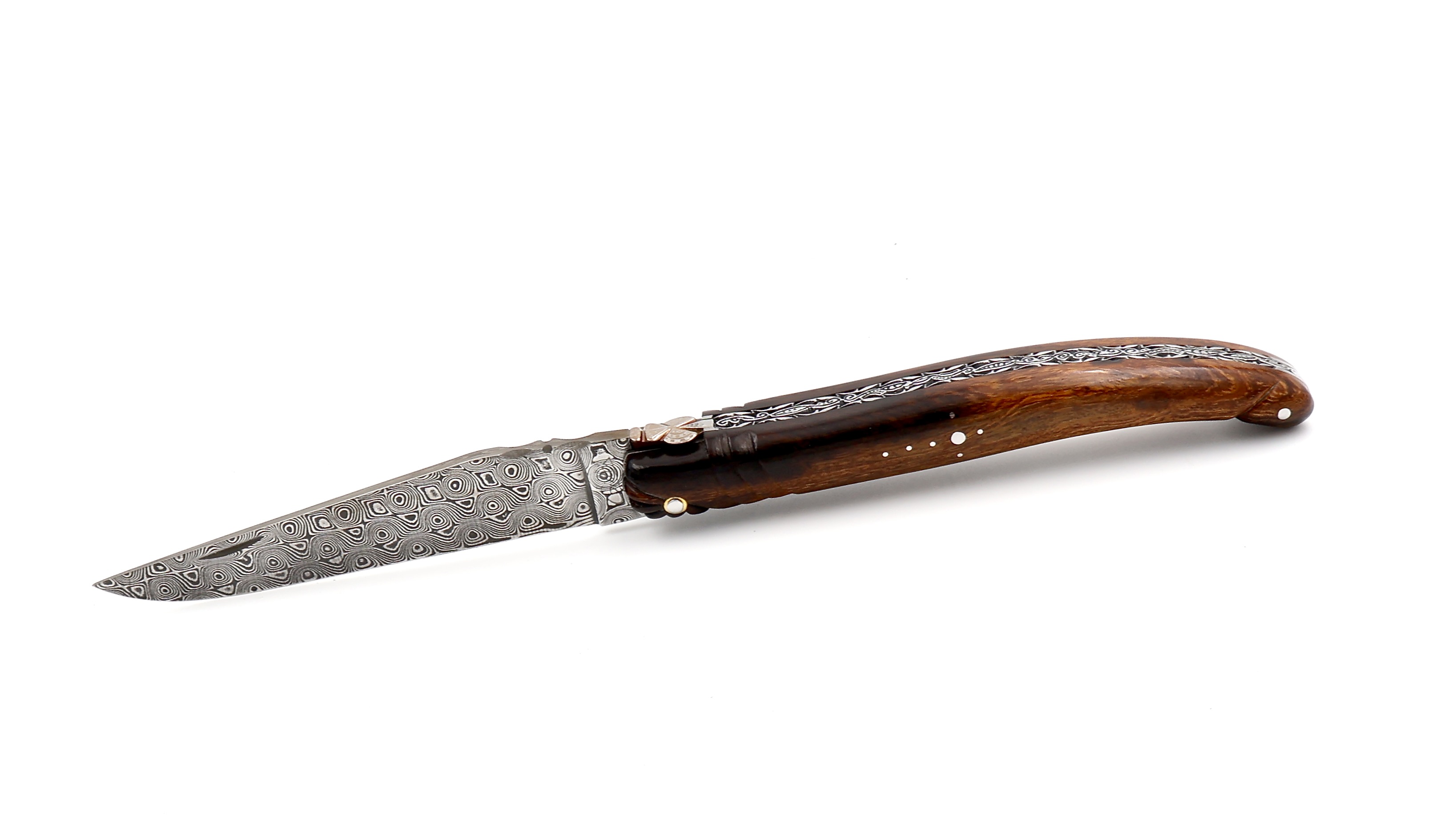 Fontenille Pataud Laguiole SCULPTURE Wüsteneisen Wurzelholz Damastklinge 12 cm 