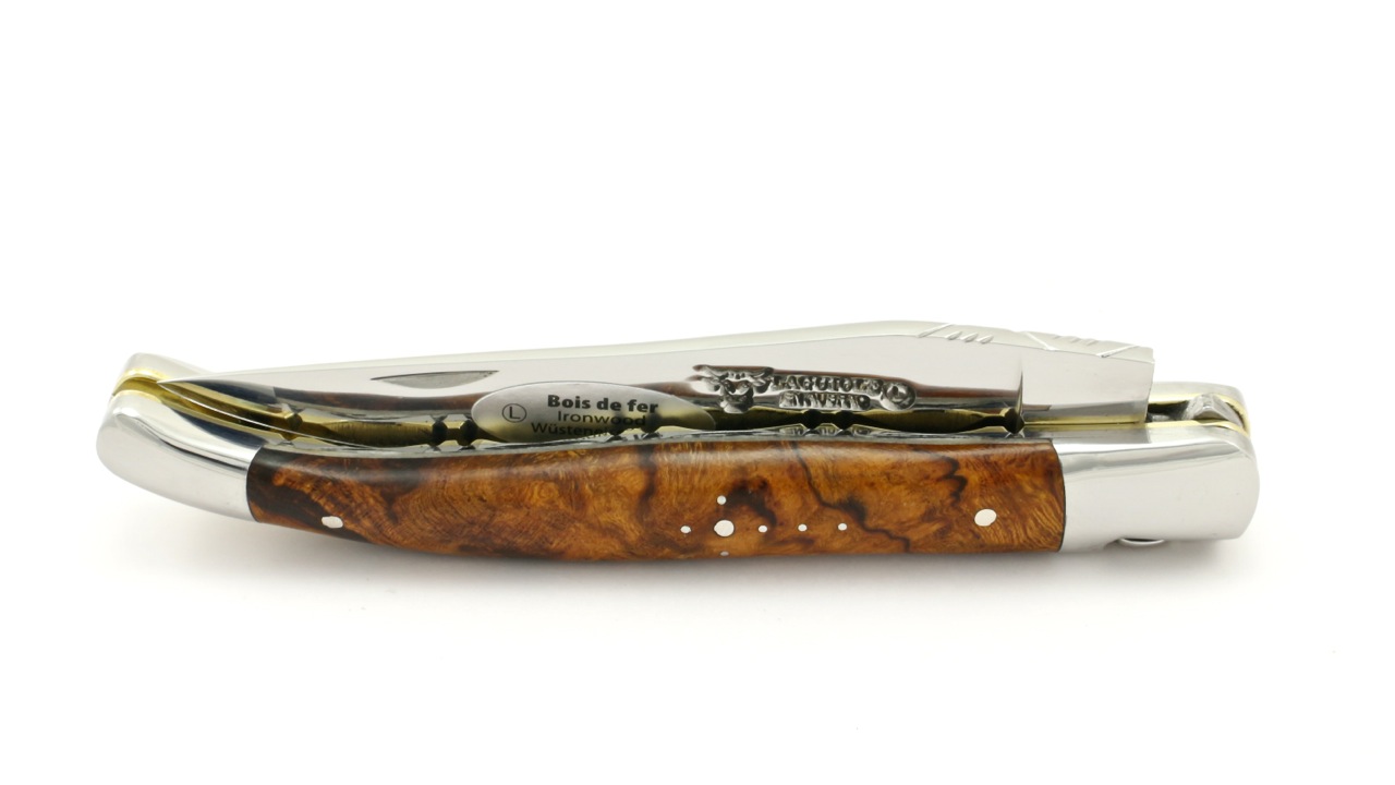 Laguiole en Aubrac doubleplate knife with brass plates Ironwood shiny 12 cm
