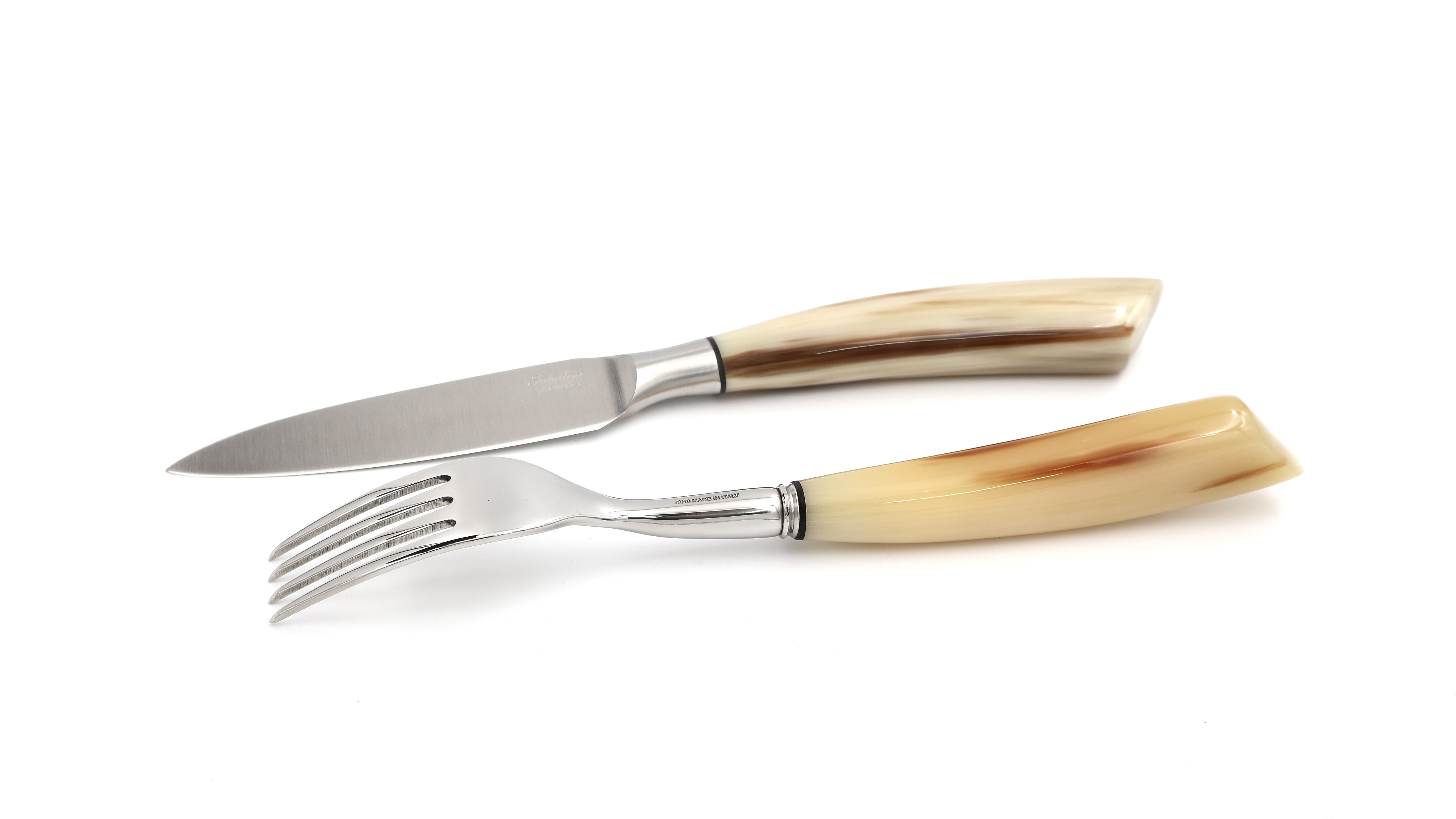 Saladini 1 Tafelmesser 1 Gabel Hornspitze Set 