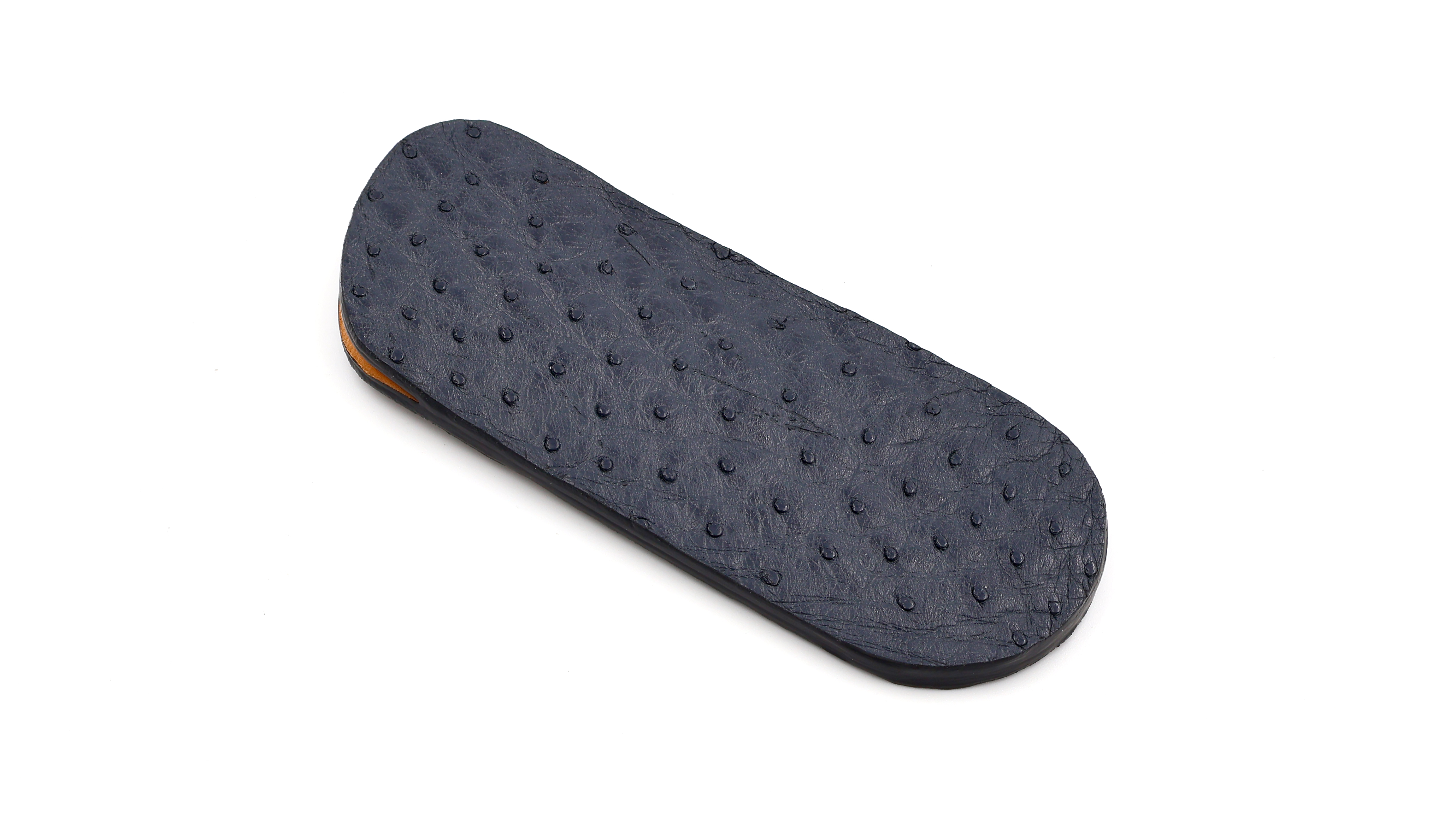 Atelier N°7 ostrich leather dark blue 14 cm