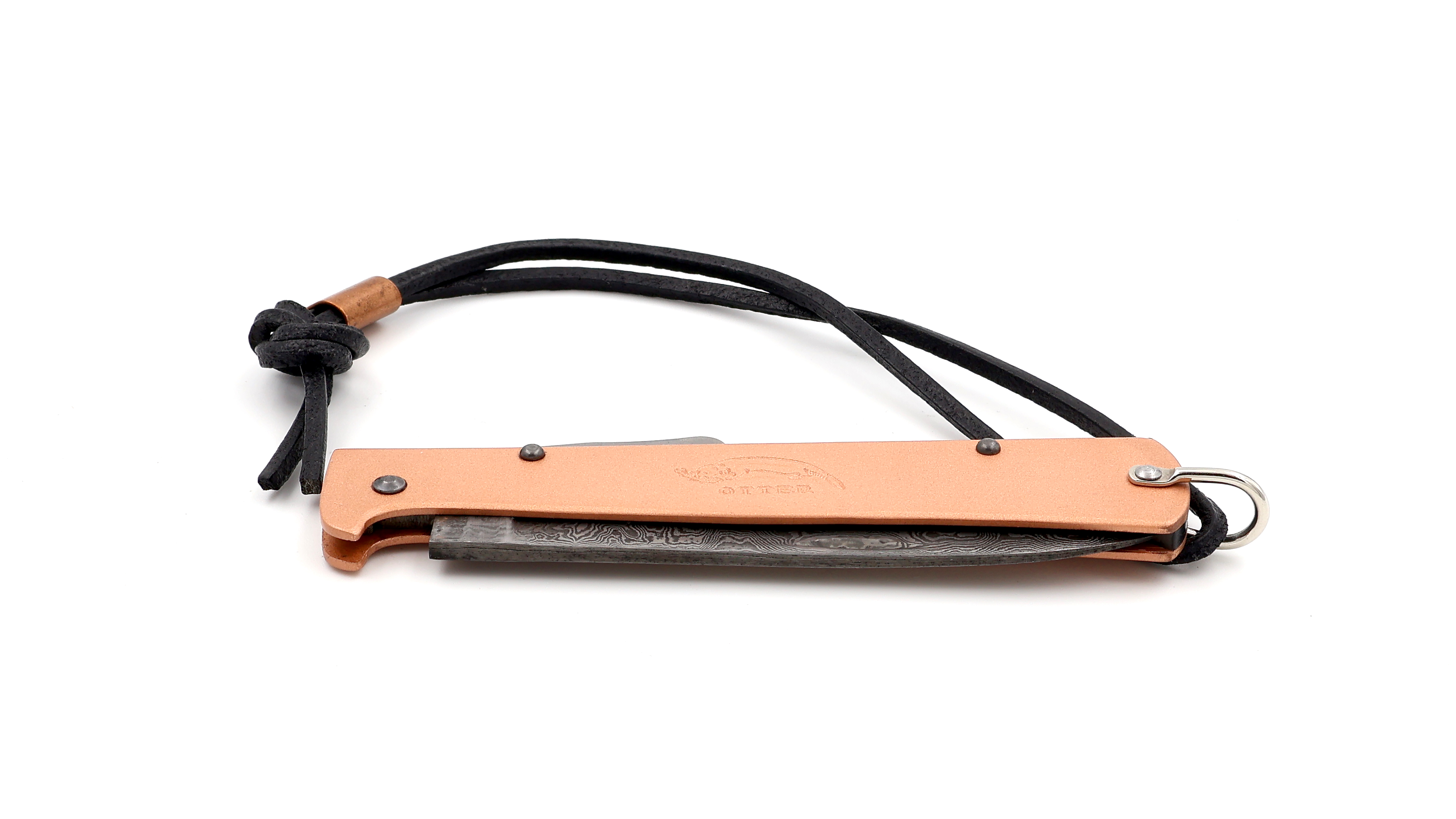 OTTER MERCATOR knife copper scales damascus blade