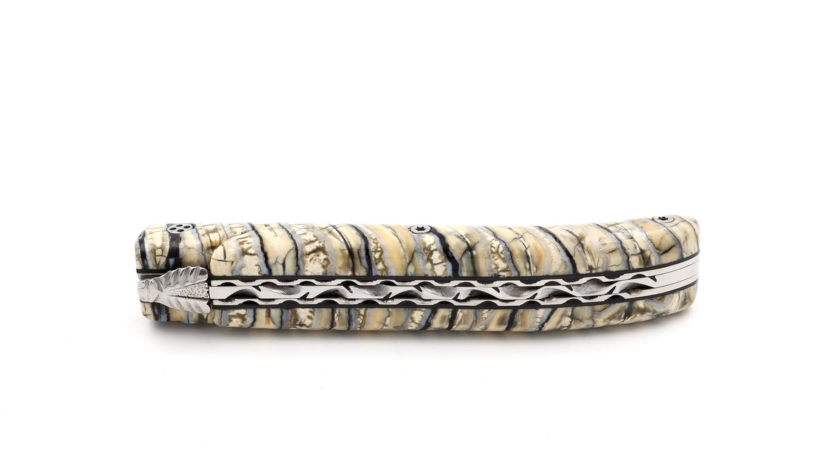 Claude DOZORME Laguiole Messer L'ATELIER Mammut-Backenzahn natur 12 cm Damastklinge     Claude DOZORME Laguiole Messer L'ATELIER Mammut-Backenzahn natur 12 cm Damastklinge