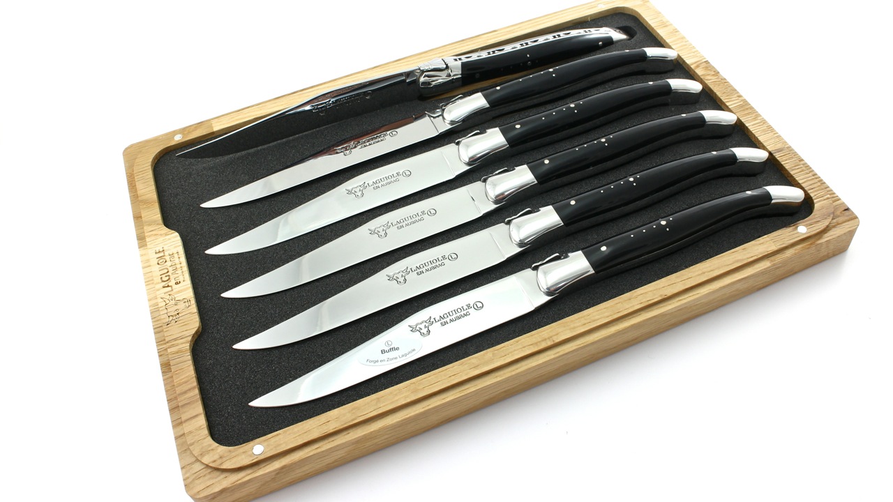 Laguiole en Aubrac Büffelhorn Laguiole Steakmesser Set