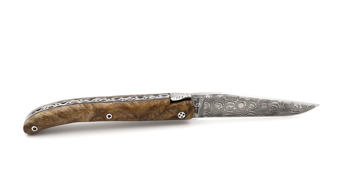 Claude DOZORME Laguiole Messer LUX Ahorn Wurzelholz 12 cm DSC® Rosendamast