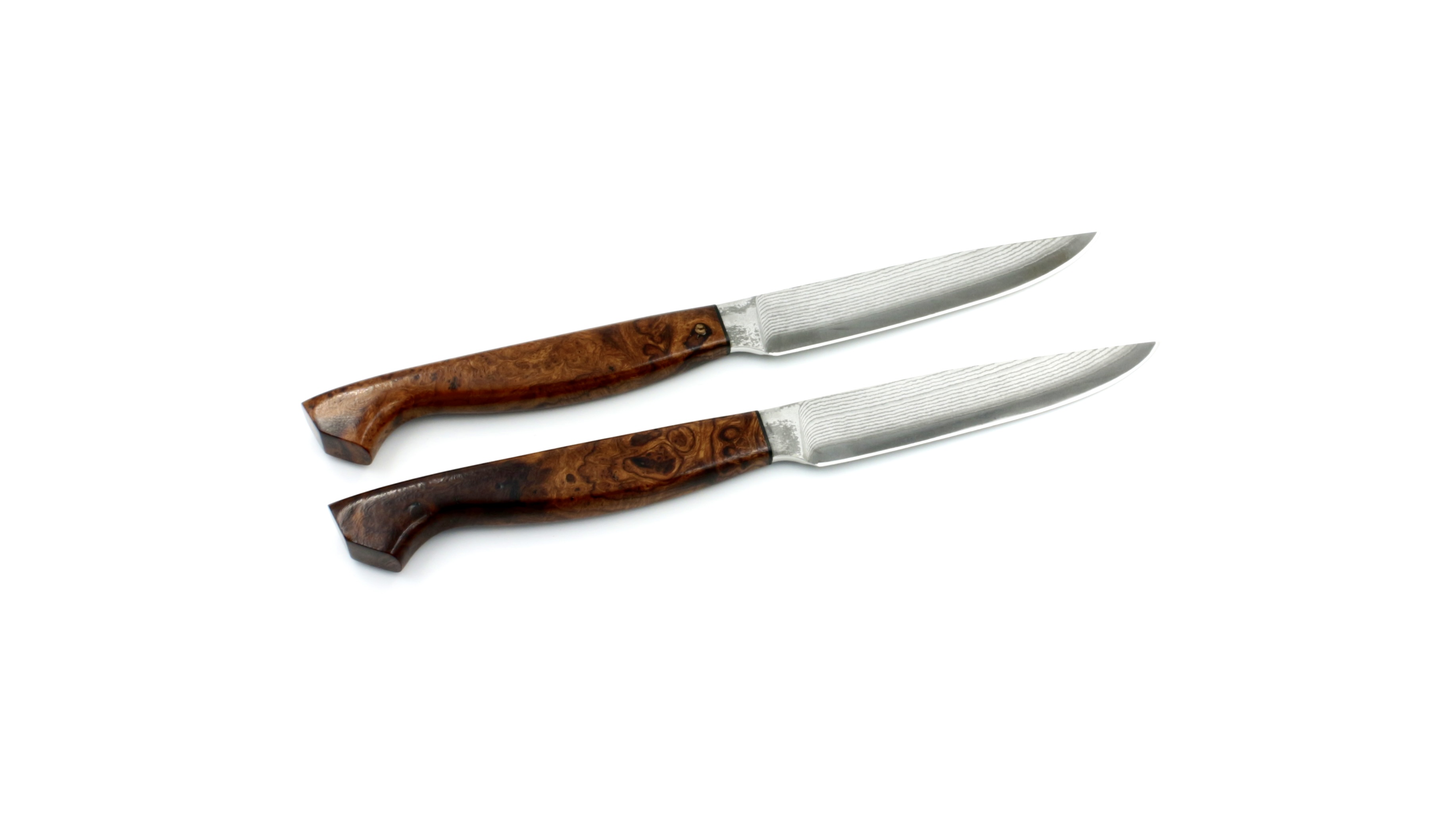 KLEOS Prestige Steakmesser VG 10 Damastklinge Wüsteneisen Wurzelholz Set 2-tlg.