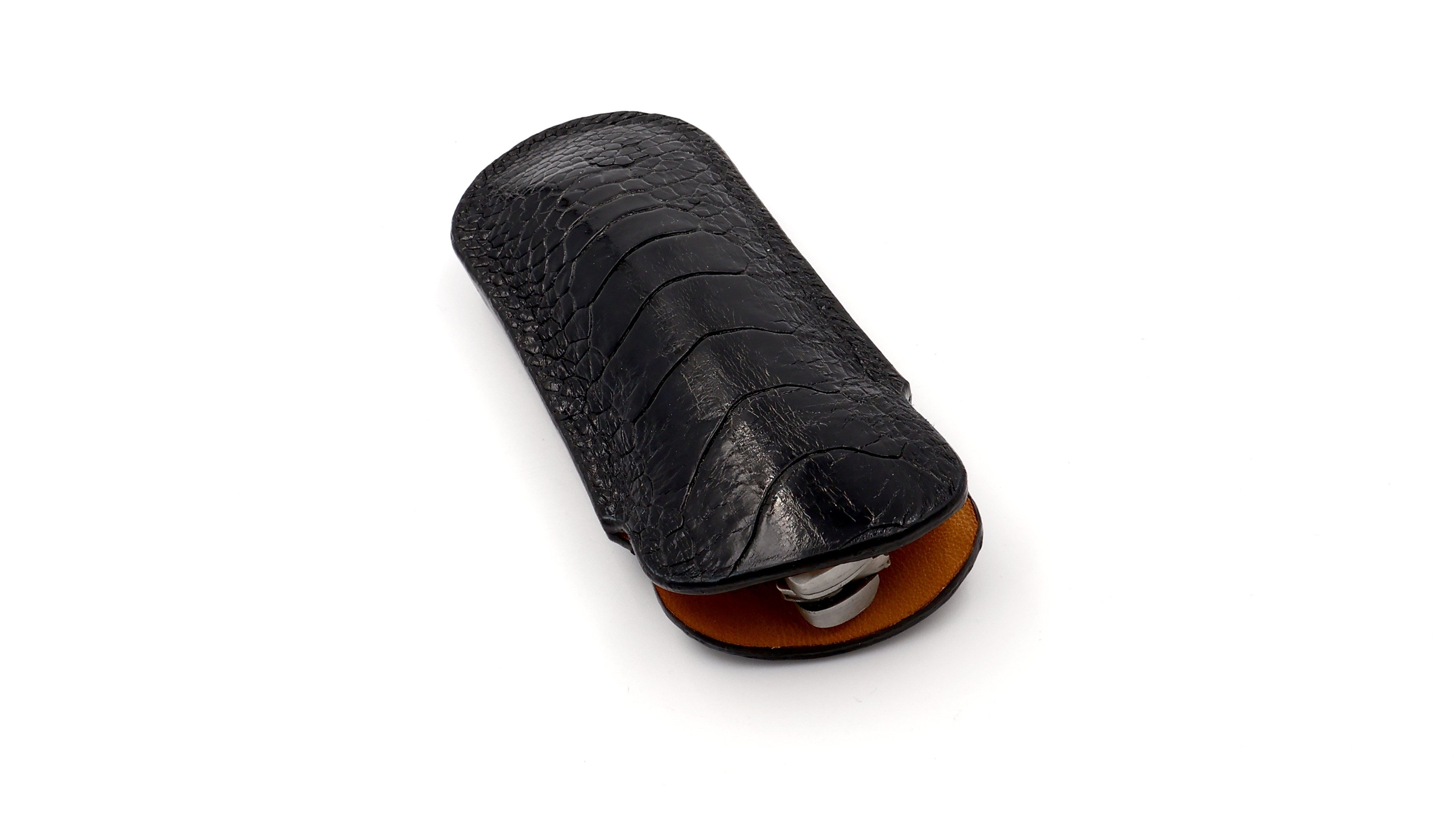 Atelier N°7 Stecketui Straussenbein Leder schwarz 14,5 cm   Atelier N°7 Stecketui Straussenbein Leder schwarz 14,5 cm