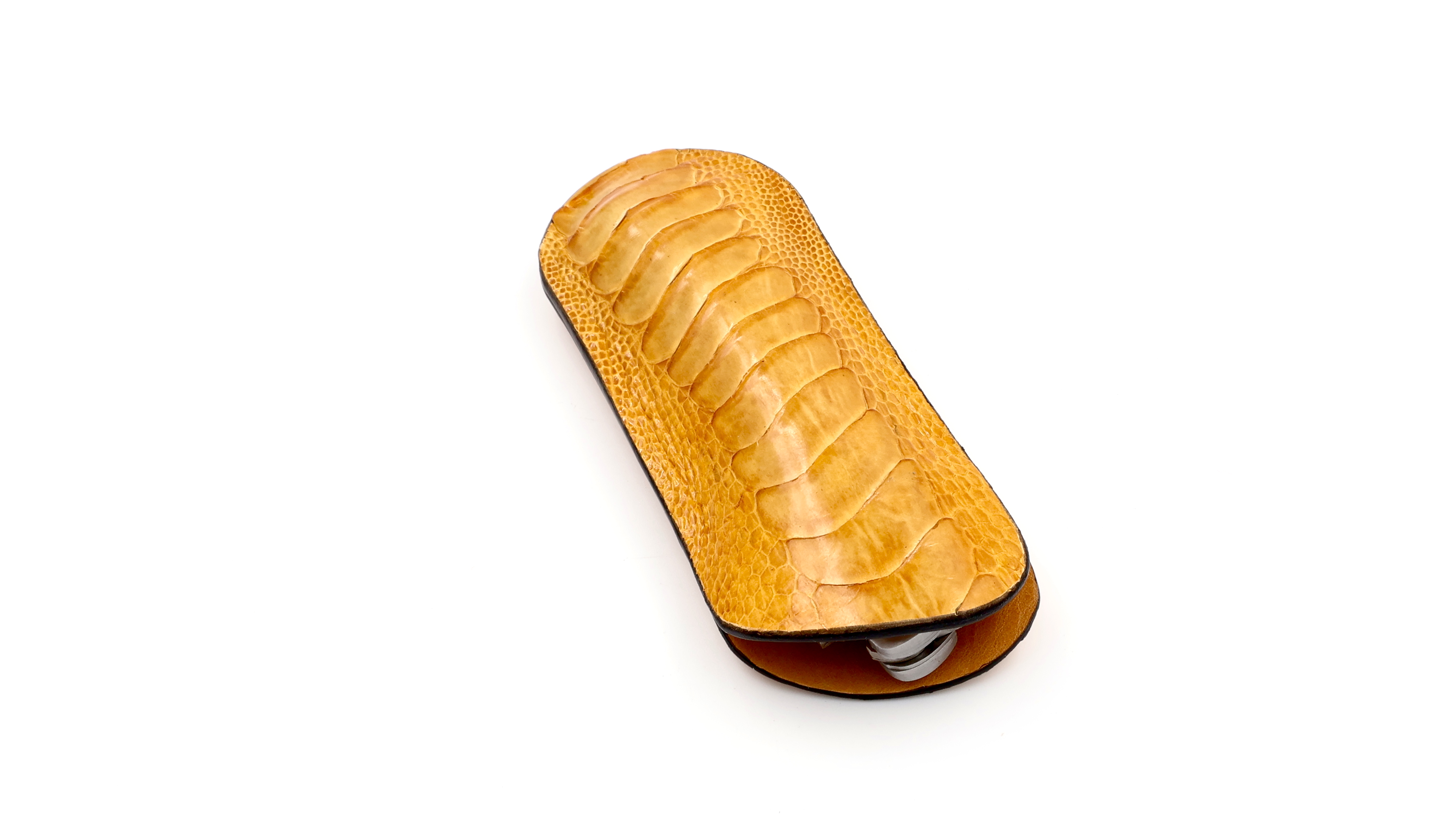 Atelier N°7 Stecketui Straussenbein Leder gelb 14 cm   