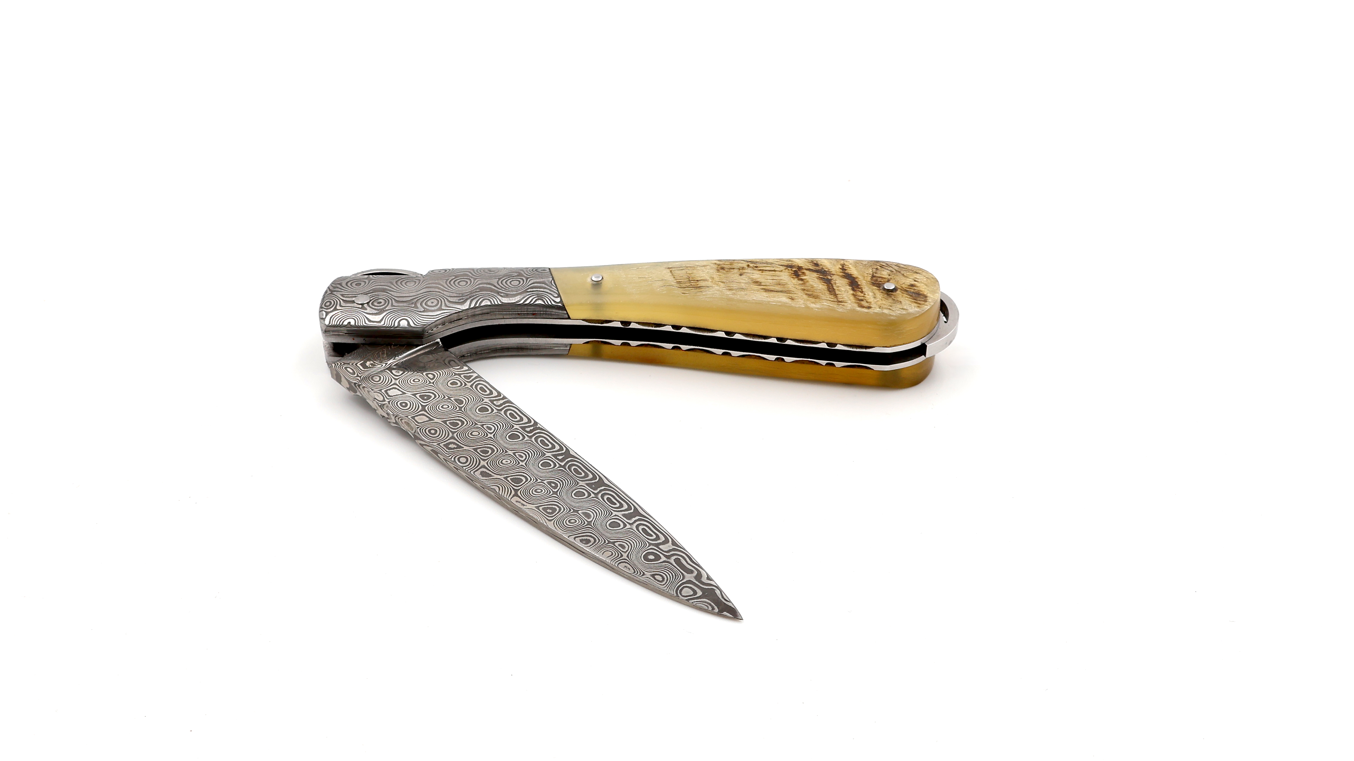 Fontenille Pataud SPERONE guillochiert Damast Widderhorn Damastbacken 12 cm