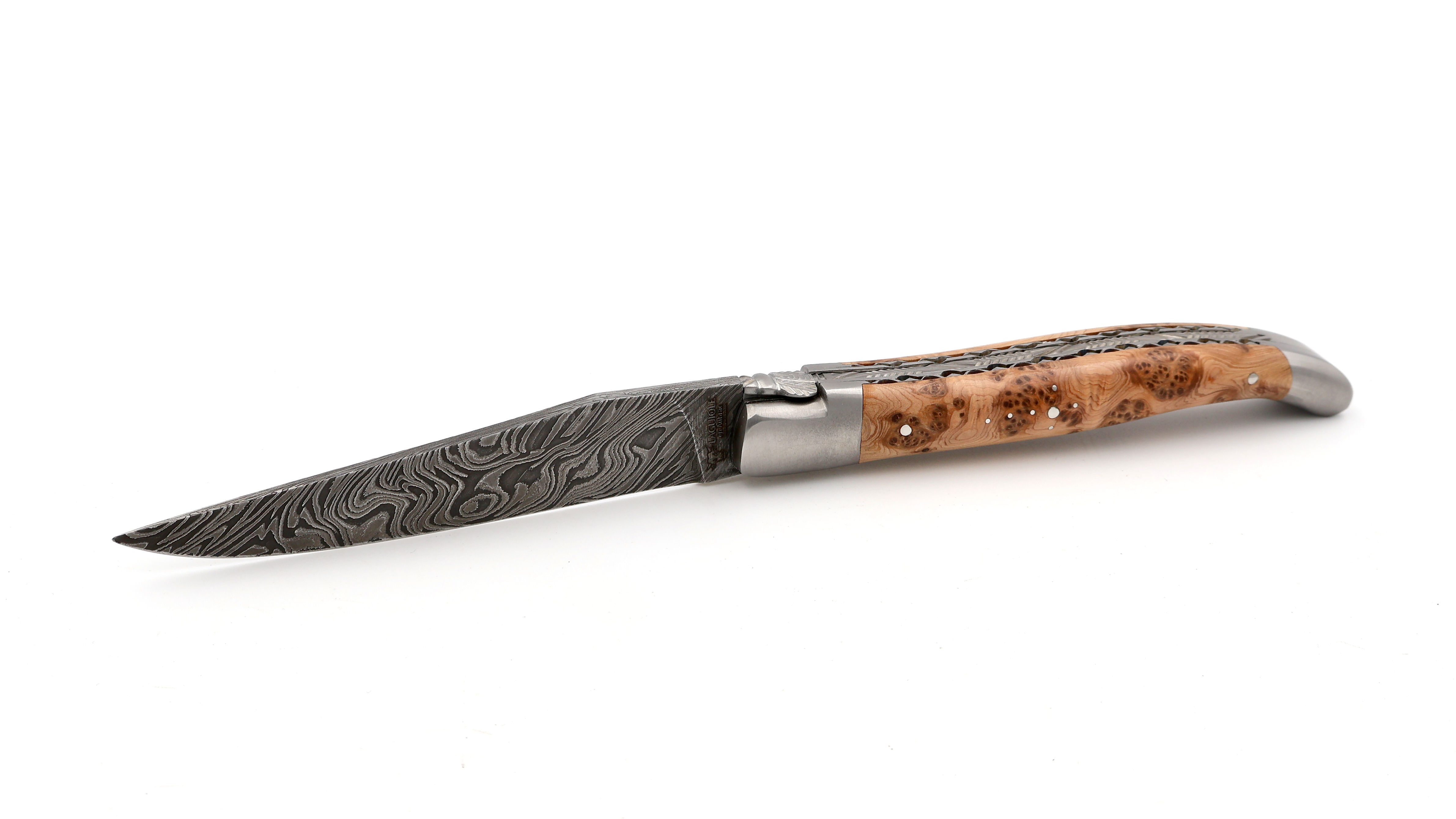 Laguiole en Aubrac Explosionsdamast Wacholder Doppelplatine 12 cm