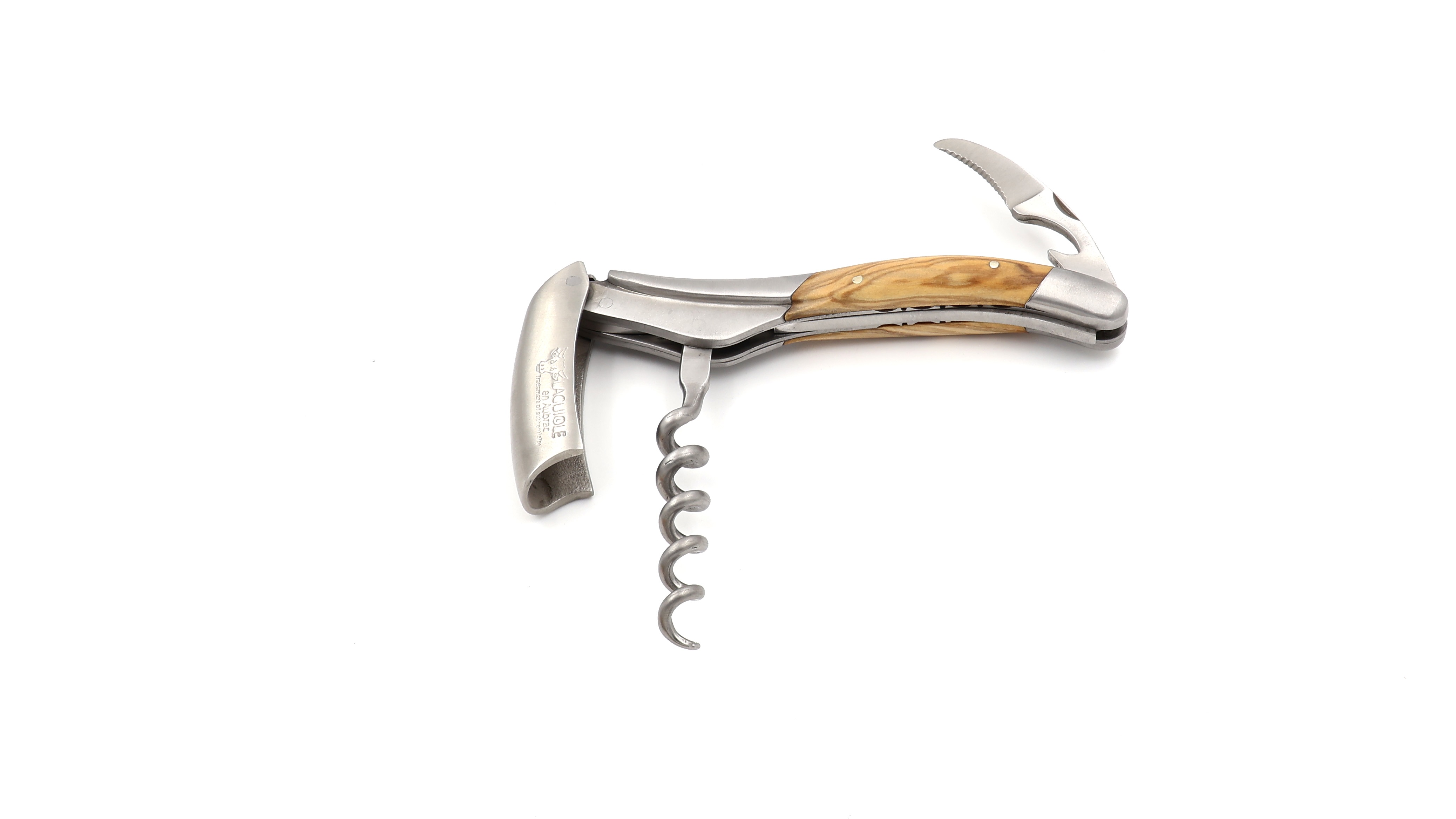 Laguiole en Aubrac Sommeliermesser Olive Biene Weintraube guillochiert