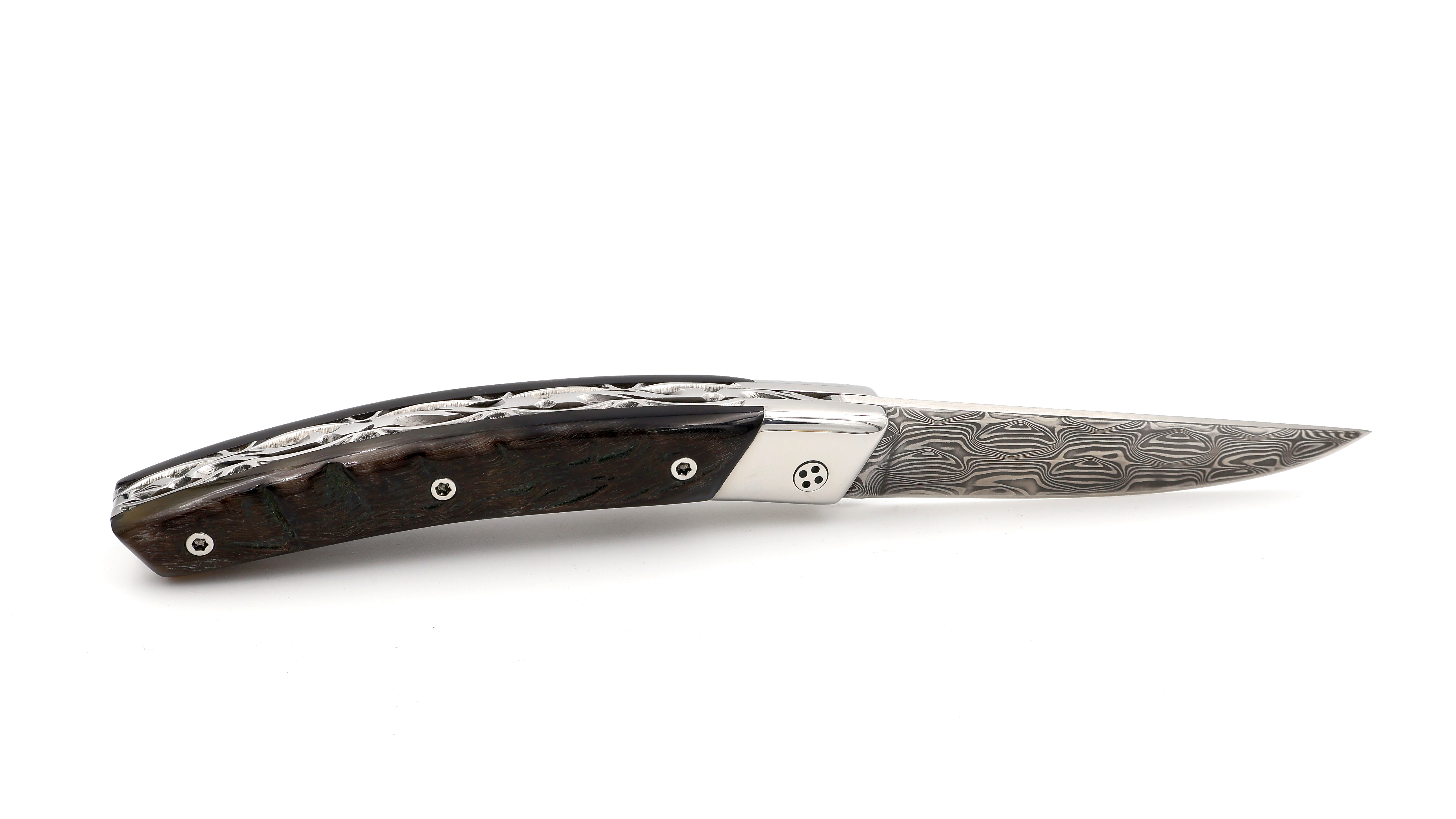 Claude DOZORME Thiers RLT ram horn damascus blade (2)