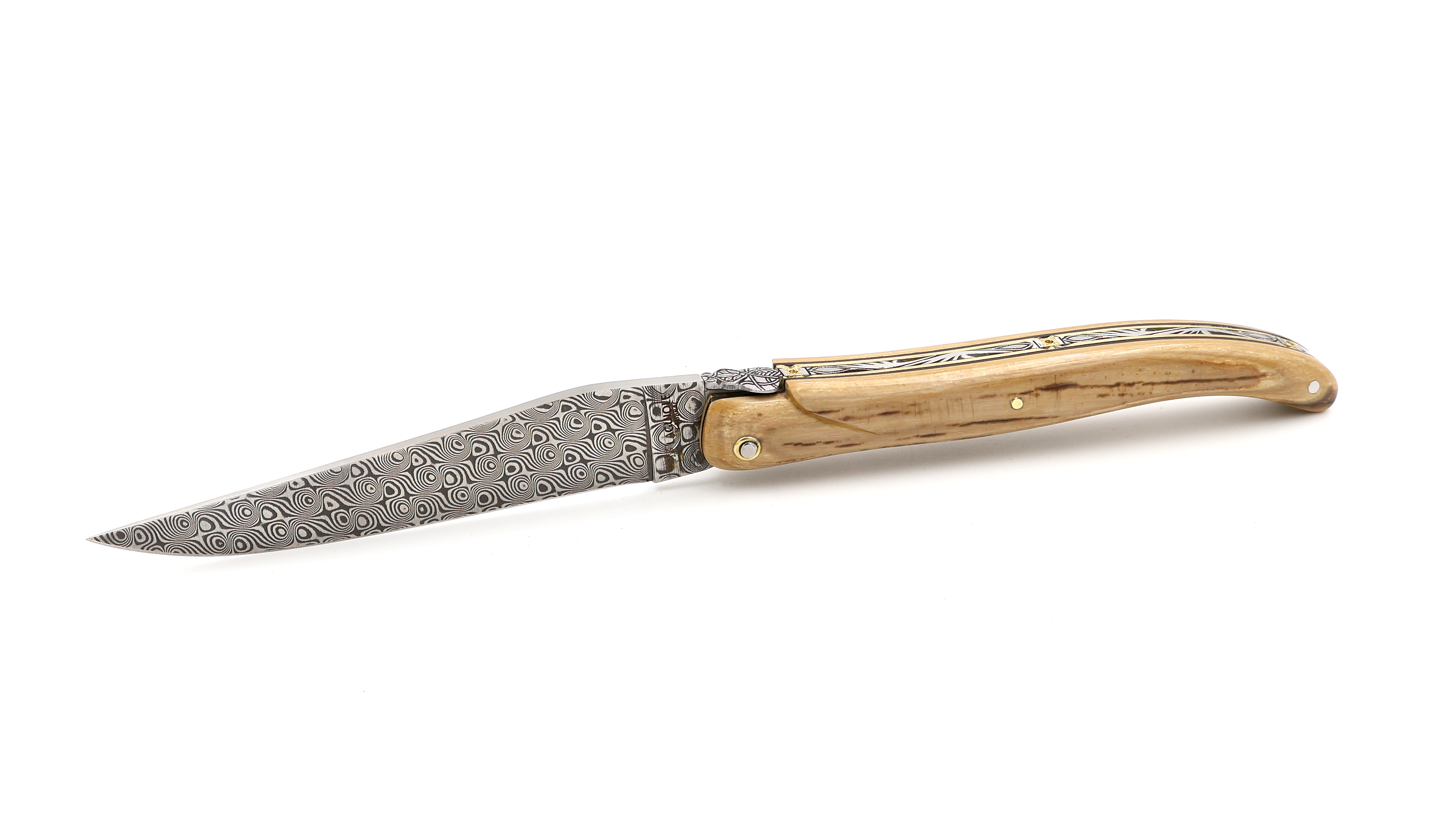 Laguiole en Aubrac Modell ECLIPSE DSC® Rosendamast Mammutelfenbein 12 cm