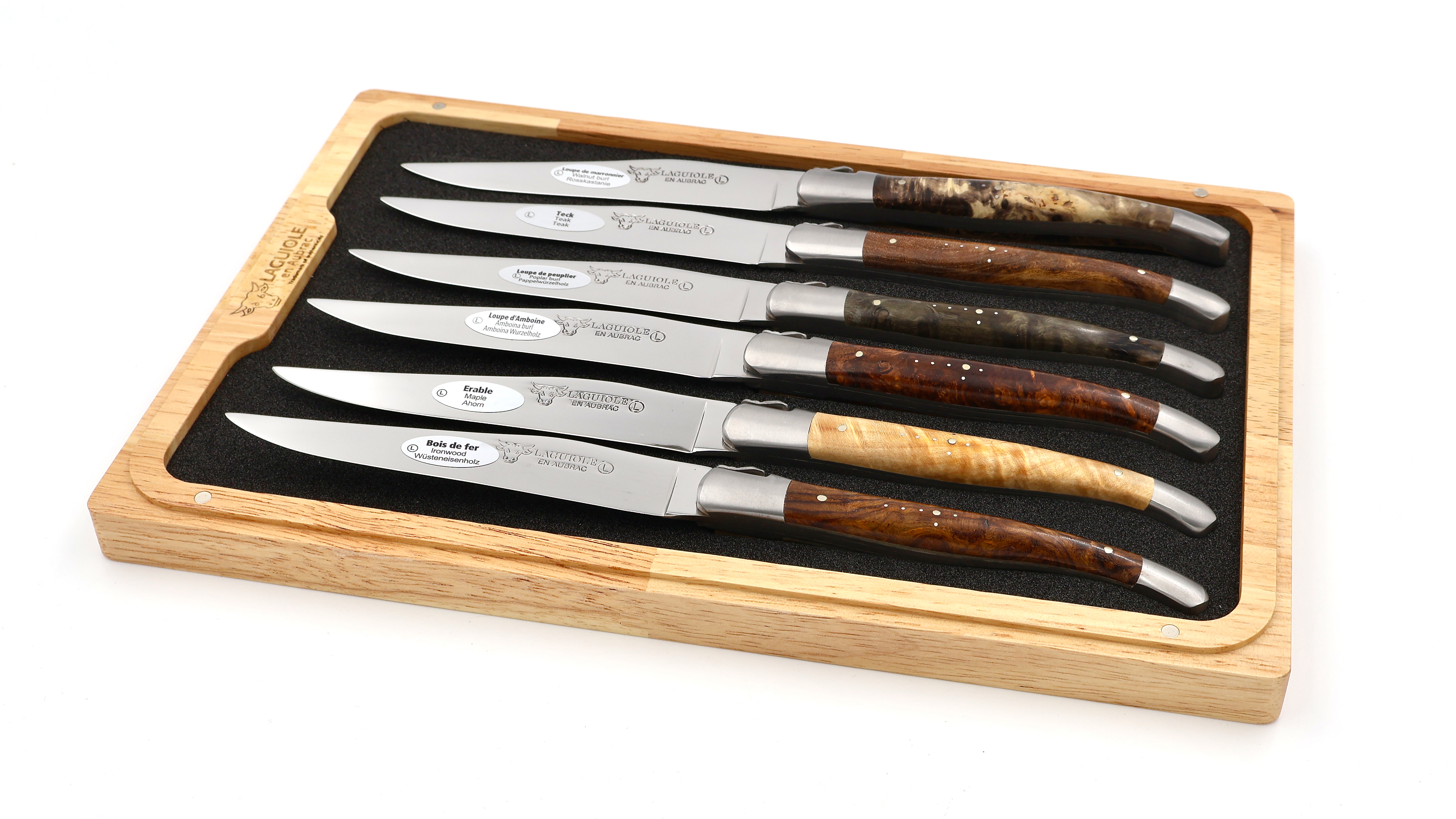 Laguiole en Aubrac Wurzelhölzer Laguiole Steakmesser Set 6-teilig