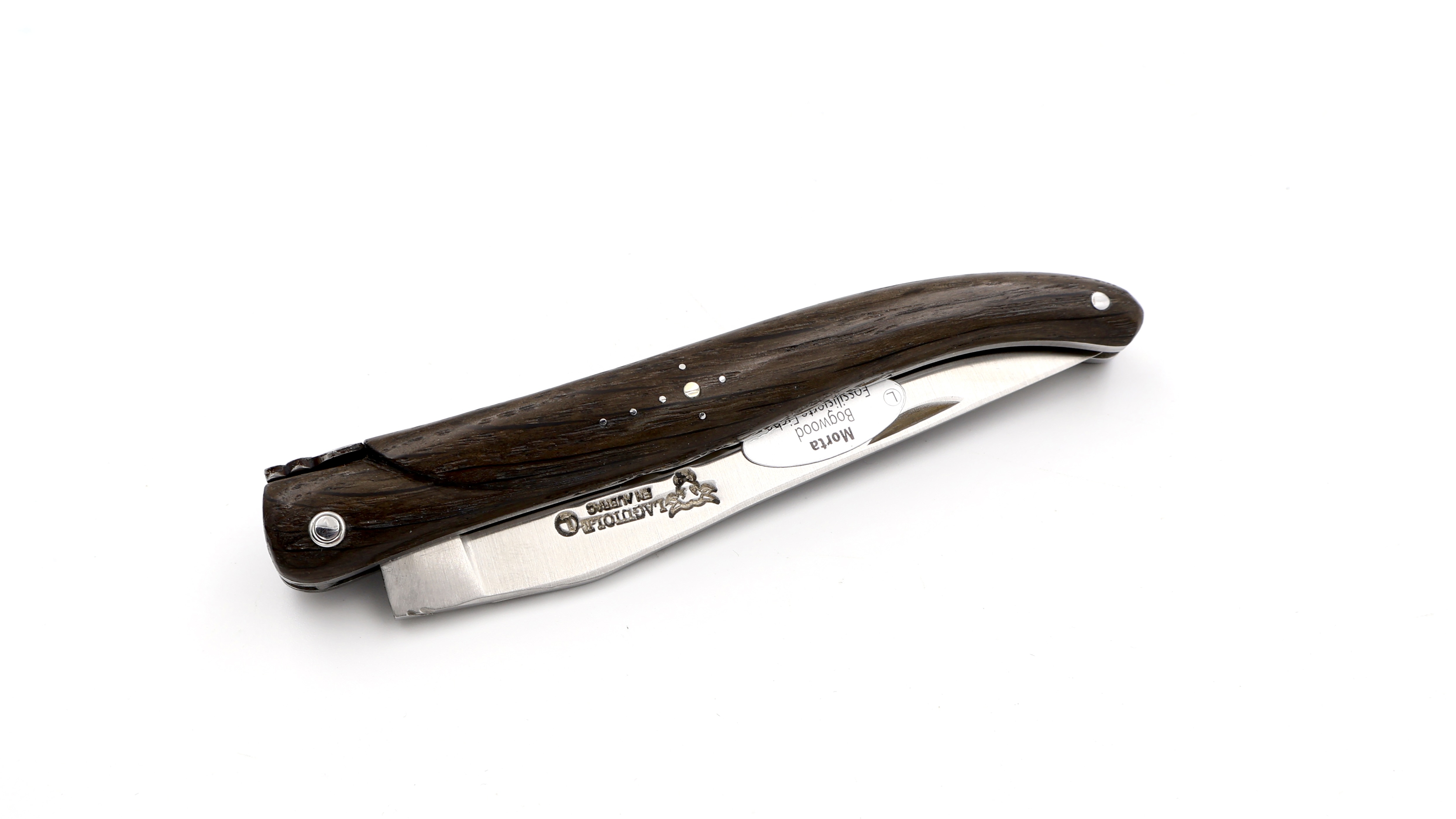 Laguiole en Aubrac double plates knife Bogwood full handle 12 cm