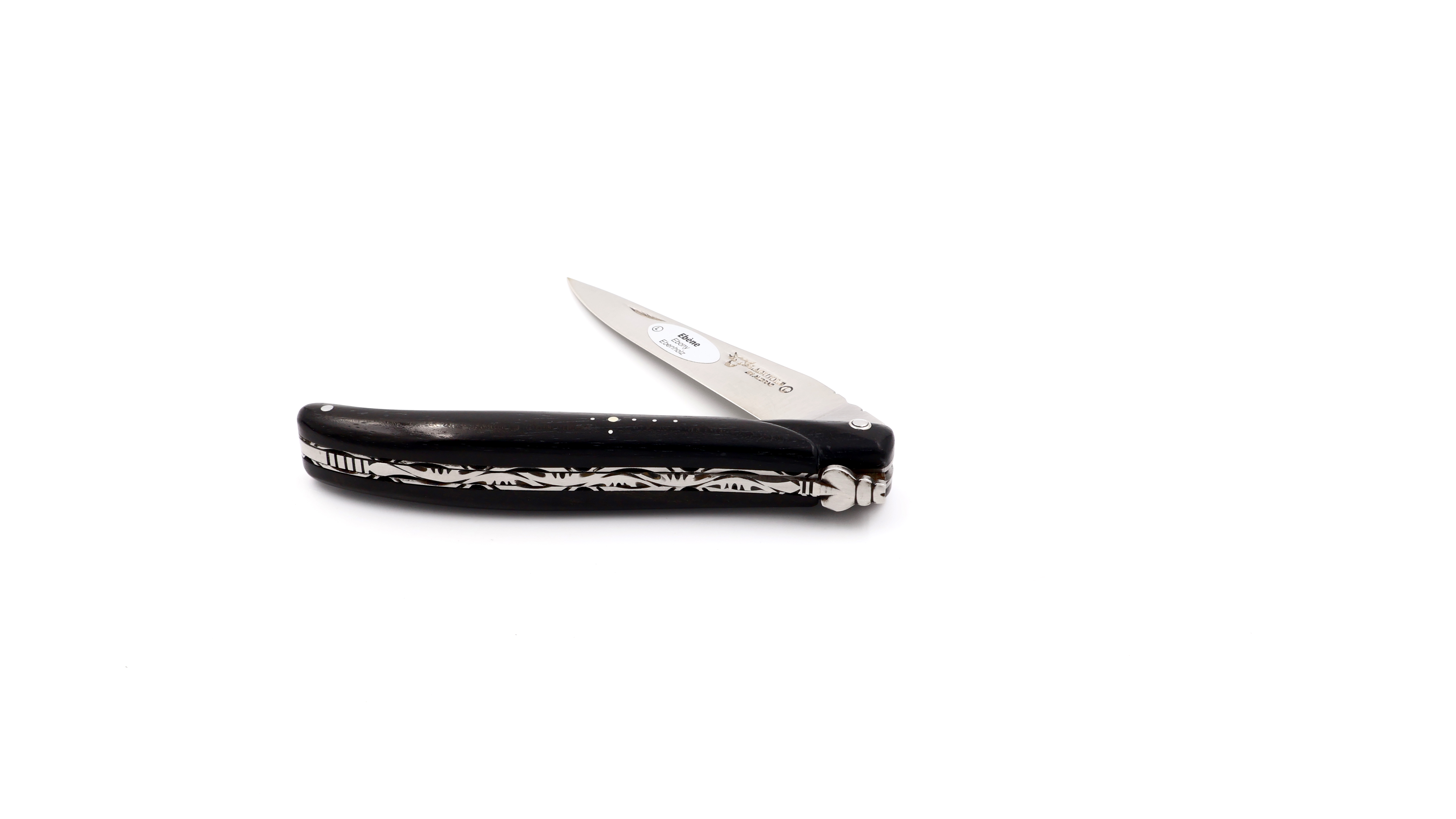 Laguiole en Aubrac Ebenholz guillochiert massiver Griff 12 cm matt