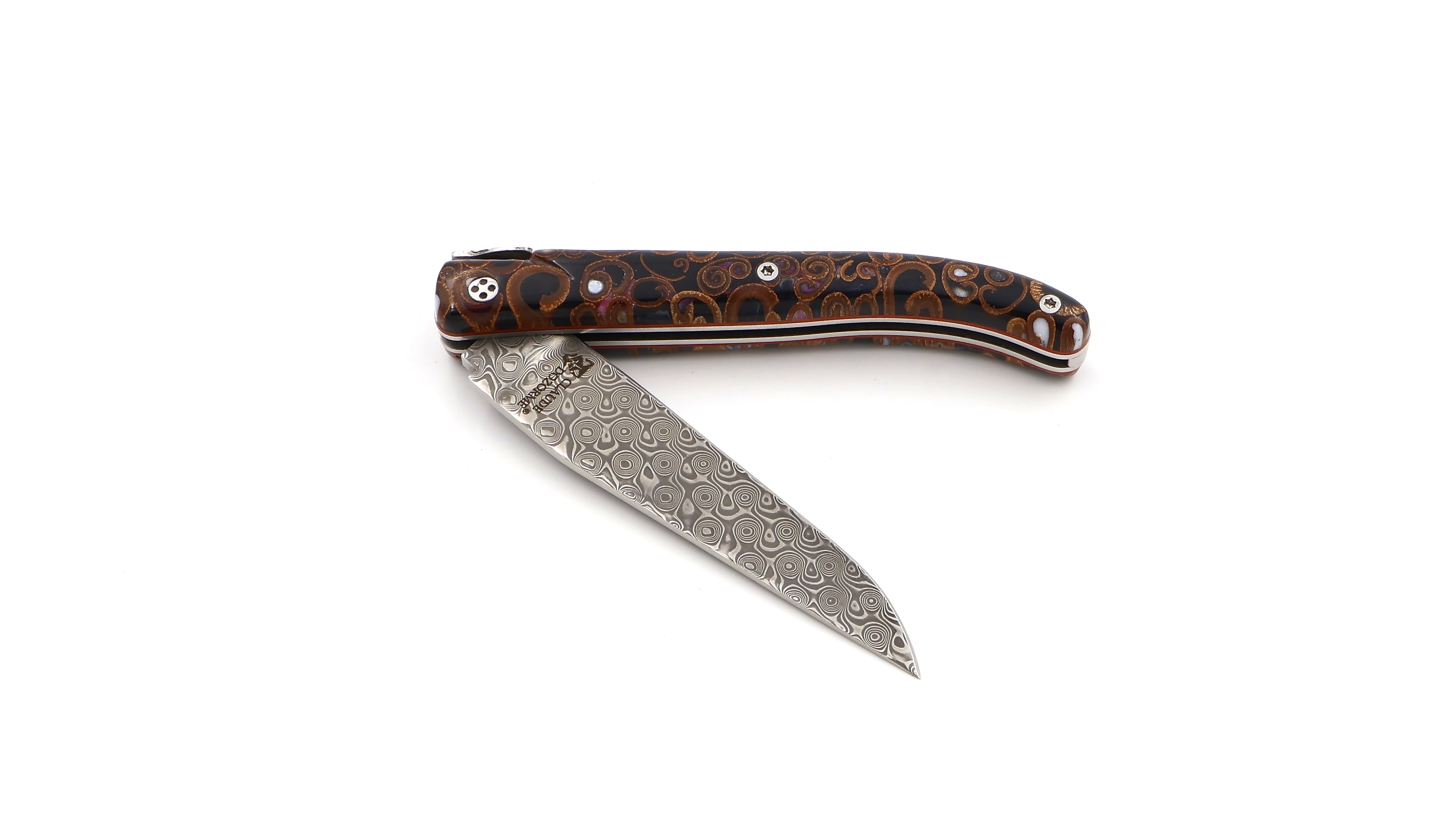Claude DOZORME Laguiole Canella brown 12 cm damascus Claude DOZORME Laguiole Canella brown 12 cm damascus