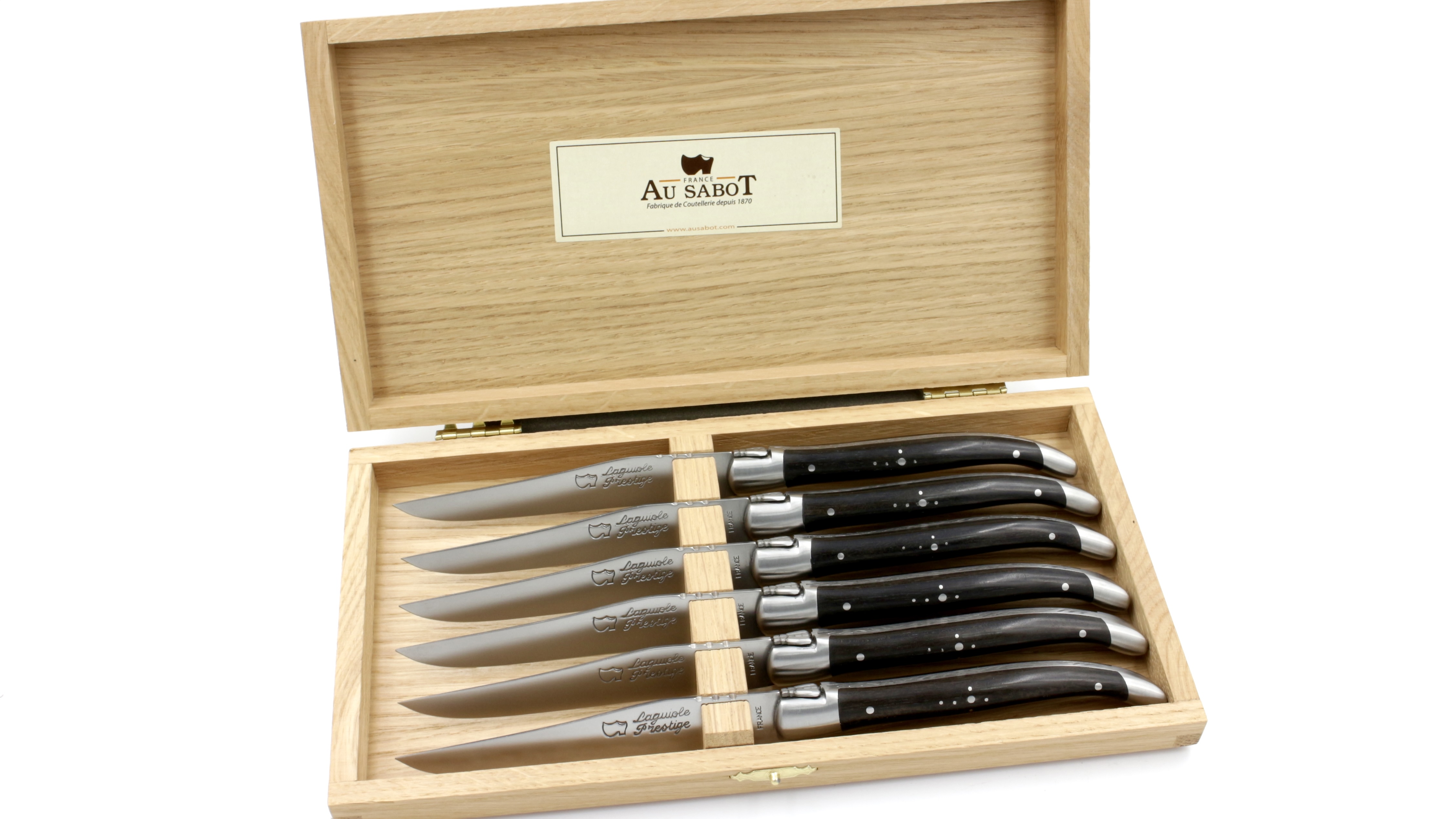 AU SABOT Laguiole Prestige Steakmesser Ebenholz Set 6-teilig