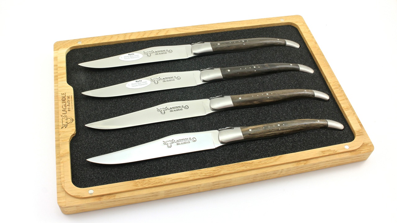 Laguiole en Aubrac fossile Mooreiche Laguiole Steakmesser Set