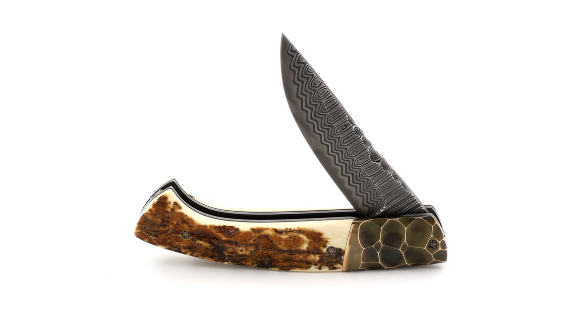 MANU LAPLACE 1515 CUSTOM PRIMITIV Mammutelfenbein & Bronzebacken Damastklinge Damacore®