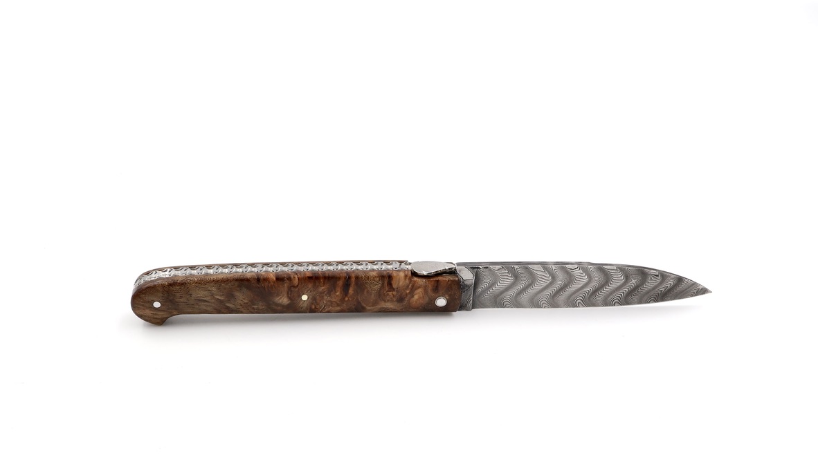 SAUVETERRE knife chiseled snakewood damascus blade 11 cm