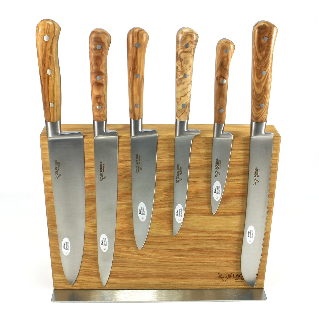 Laguiole en Aubrac  Kochmesserset Olive 6-teilig mit Magnetblock