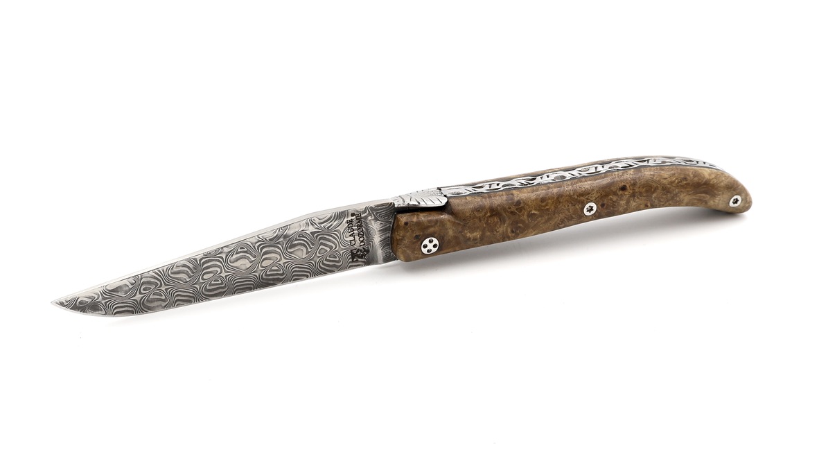 Claude DOZORME Laguiole Messer LUX Ahorn Wurzelholz 12 cm DSC® Rosendamast