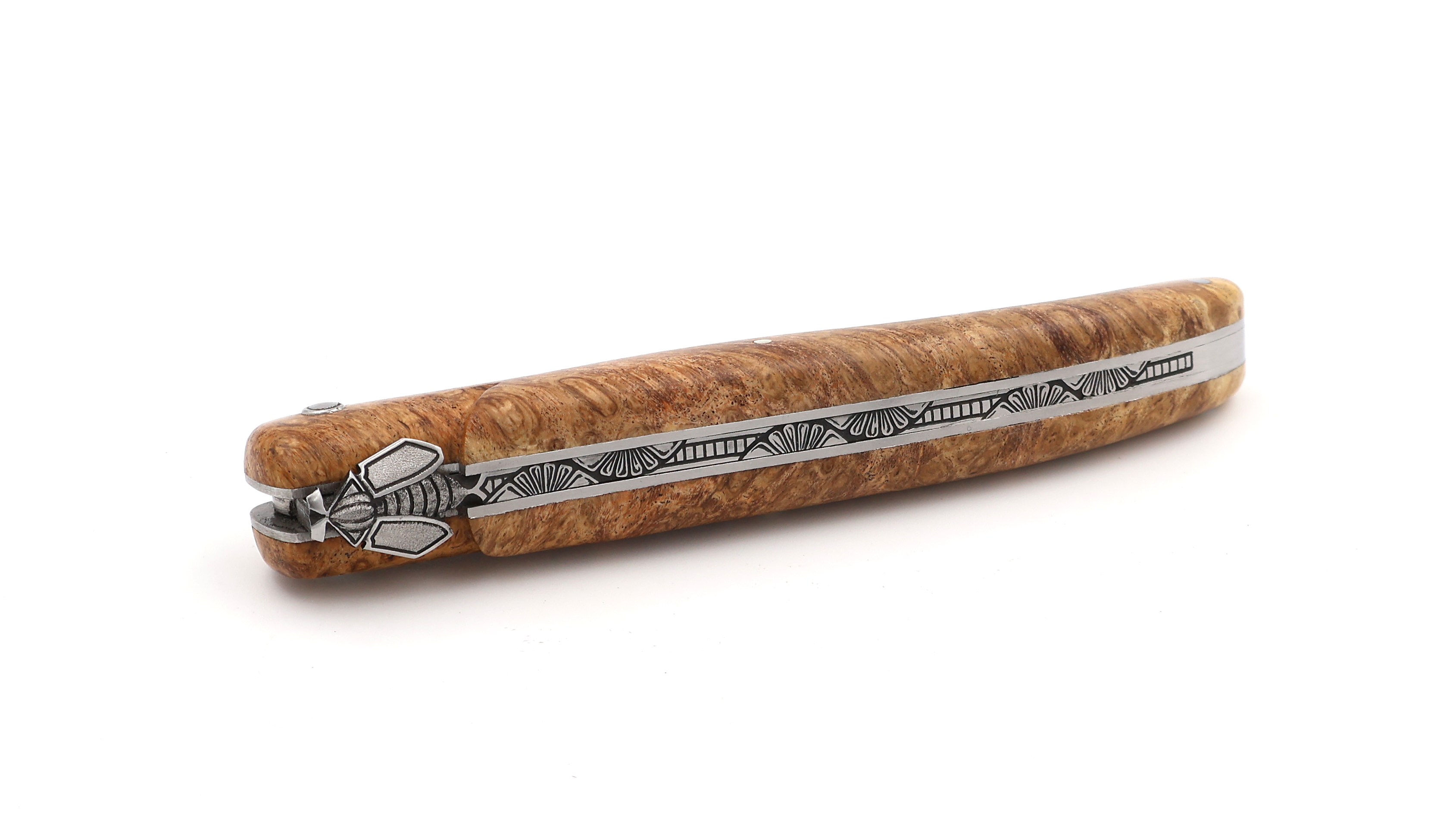 Meisterstück Laguiole en Aubrac DSC® Rosendamast Gold-Amboina Wurzelholz 12 cm