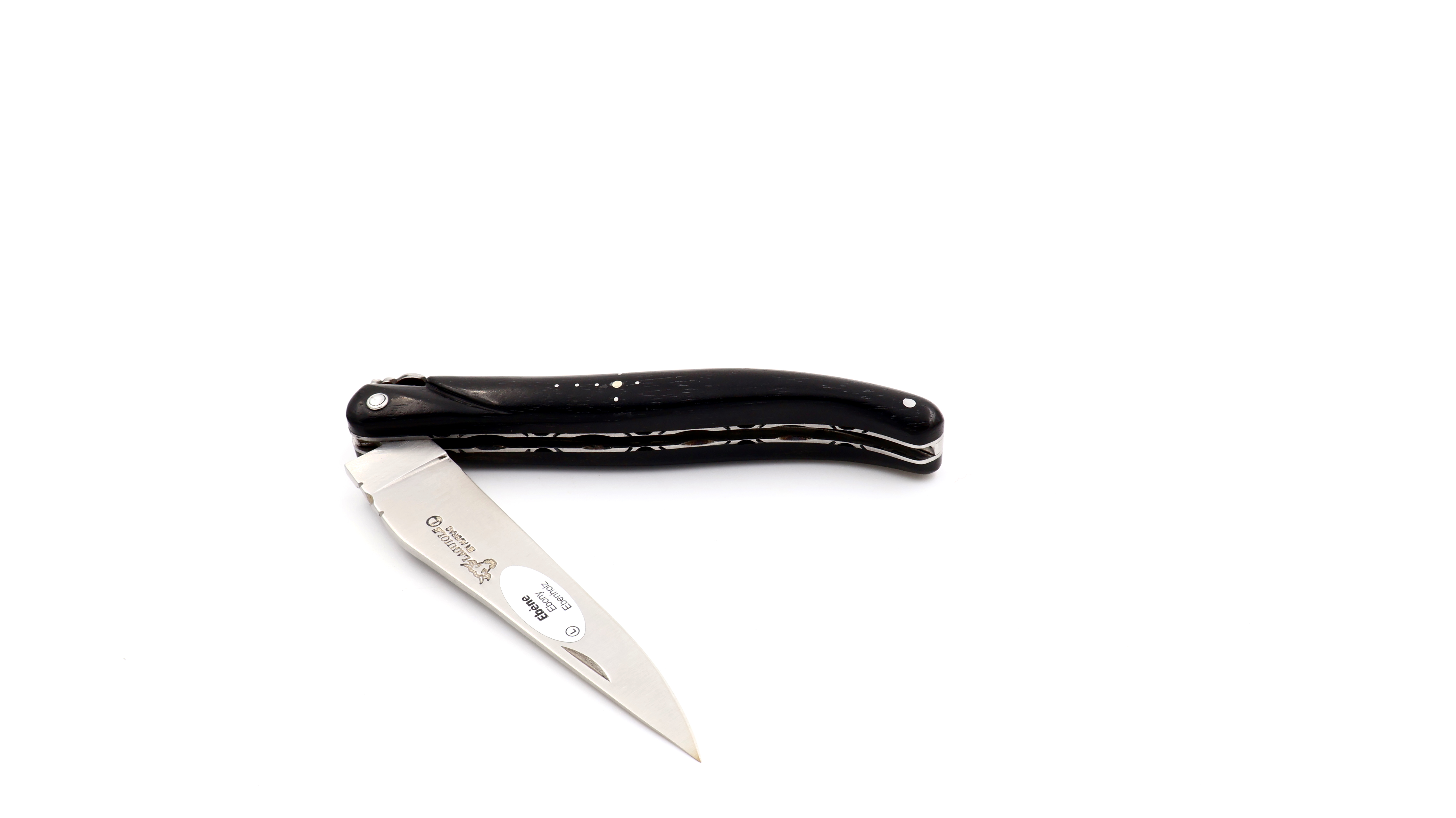 Laguiole en Aubrac Ebenholz guillochiert massiver Griff 12 cm matt