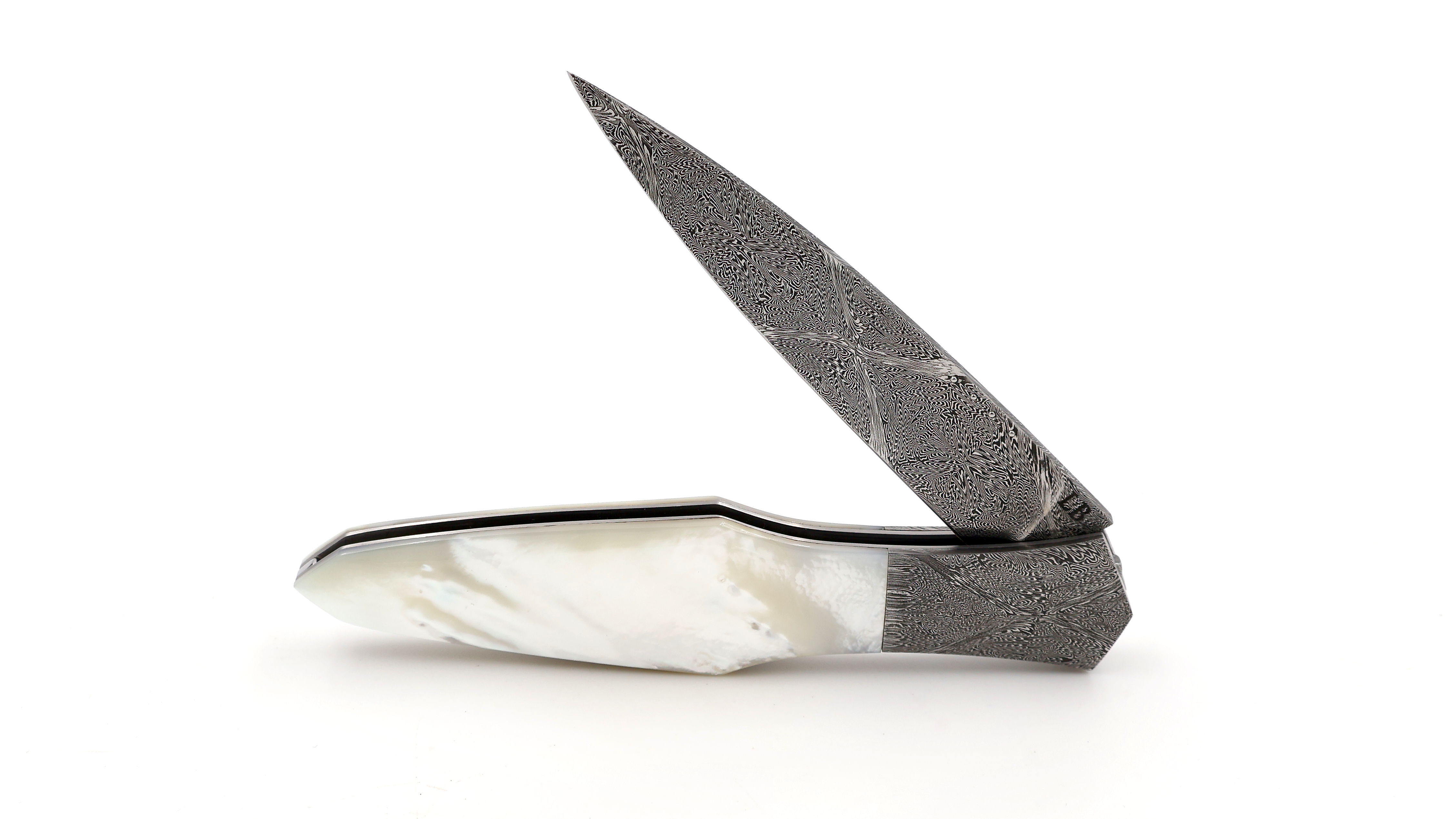 LARAUD Blades MagnaPinna Perlmutt Mosaik Damastklinge und Damastbacken
