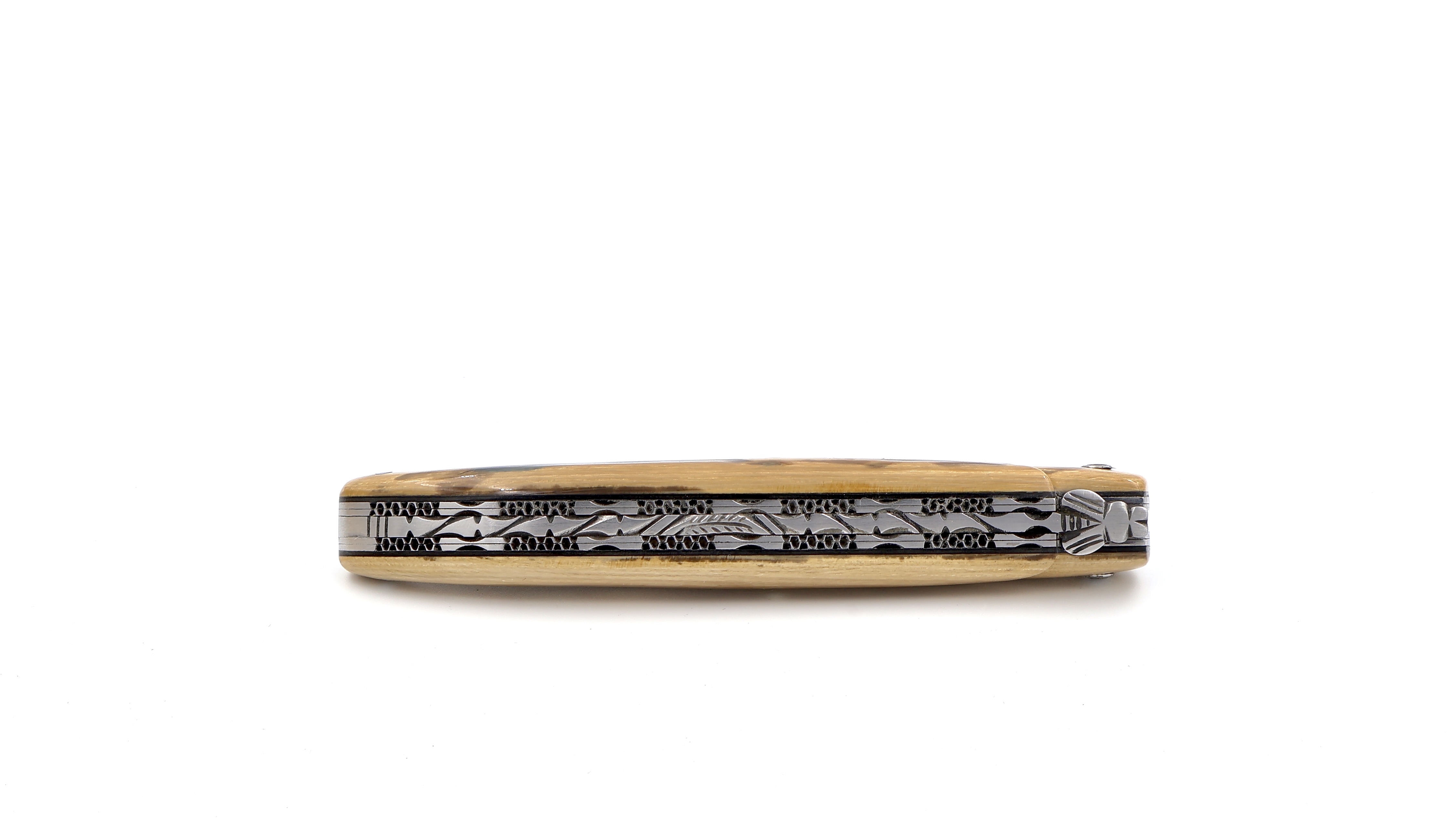 Laguiole en Aubrac DSC® Rosendamast Mammutelfenbein Kruste massiv Doppelplatinen 12 cm 