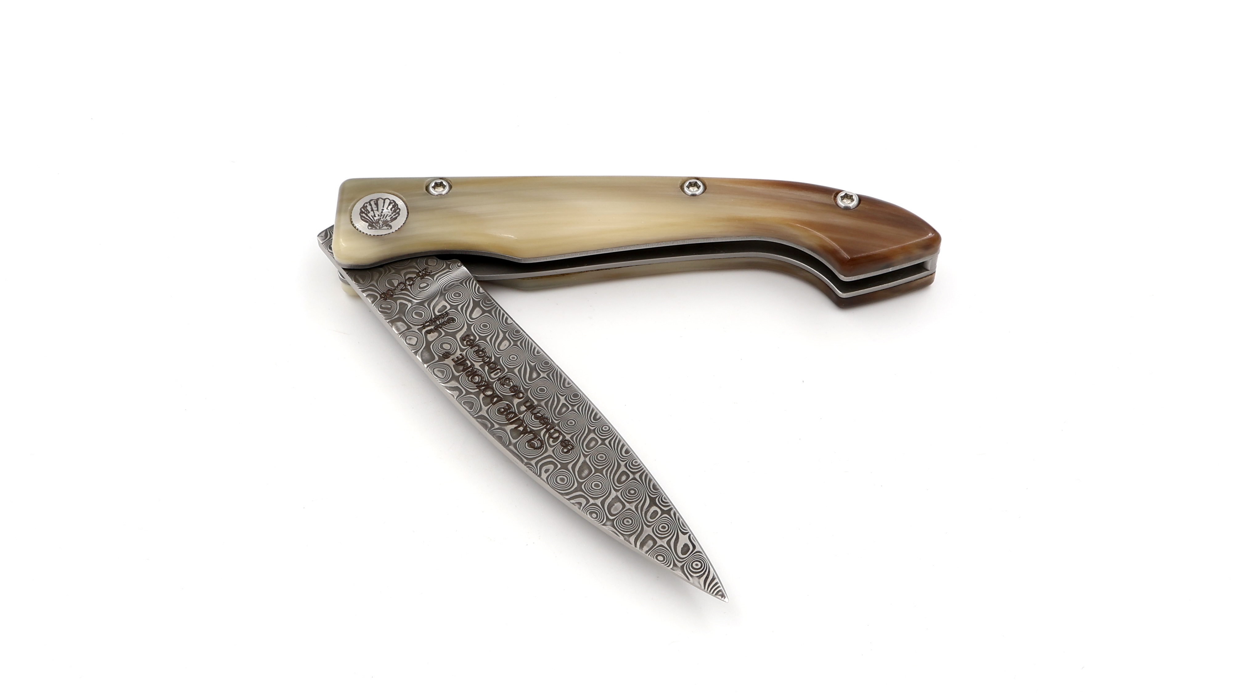 Claude DOZORME Capucin Compostelle horn tip damascus blade