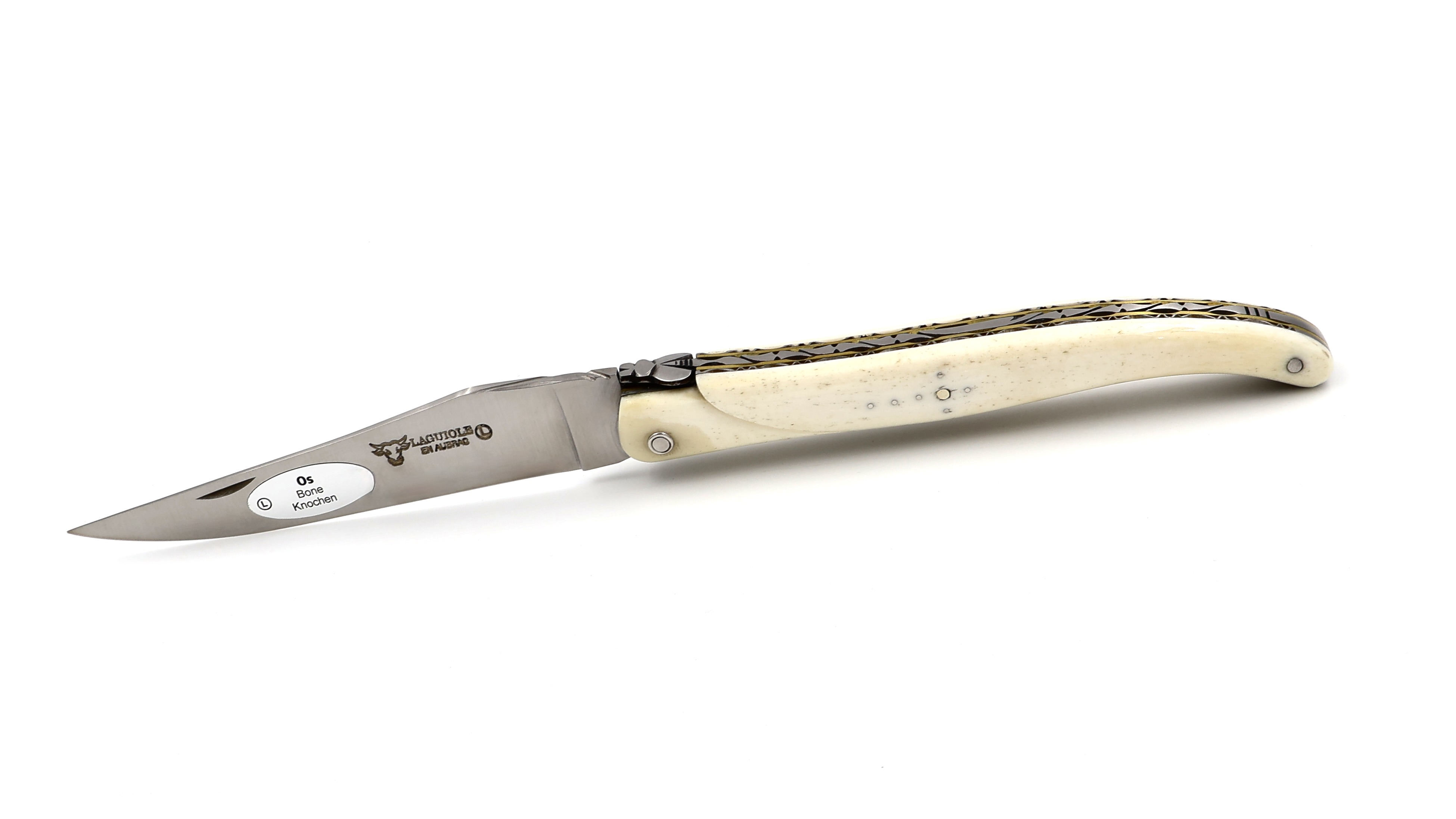 Laguiole en Aubrac Knochen massiv Messingplatine Doppelplatine 12 cm