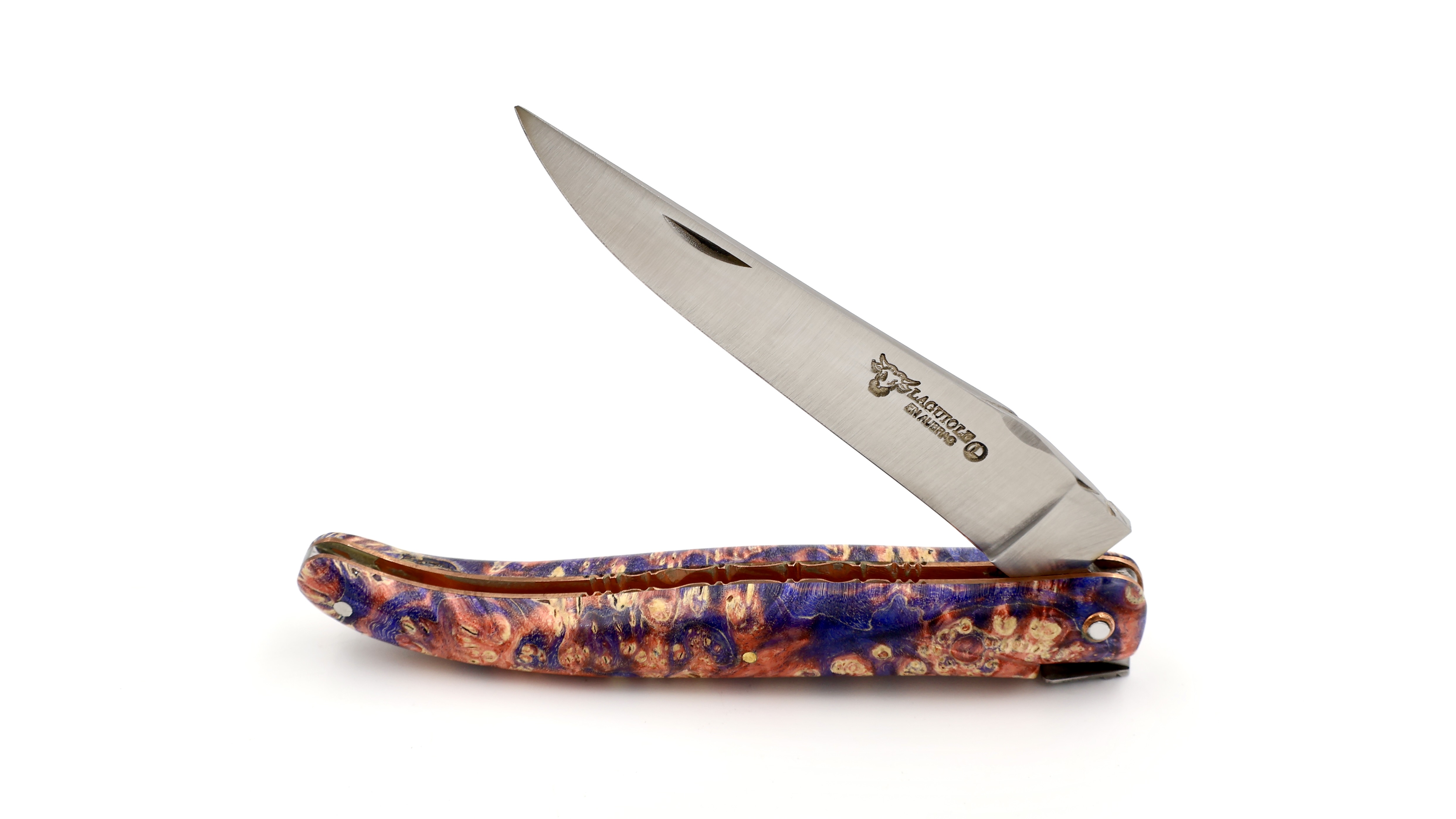 Meisterstück Laguiole en Aubrac Holunder Wurzelholz rosé - Kupferplatinen 12 cm       Meisterstück Laguiole en Aubrac Holunder Wurzelholz rosé - Kupferplatinen 12 cm